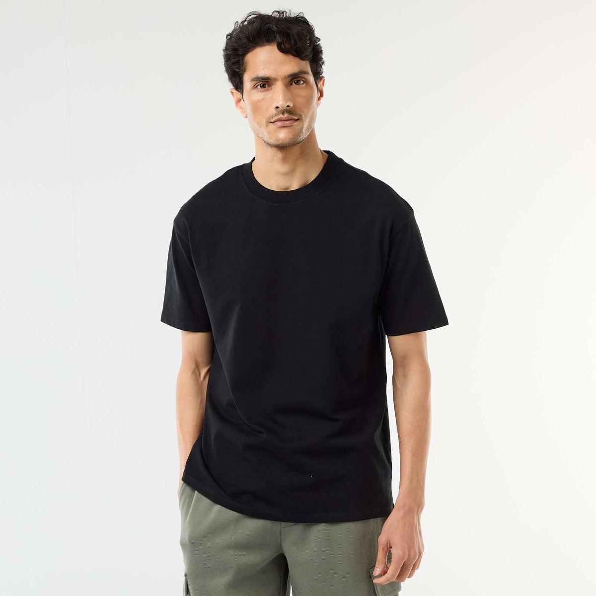 Tee-shirt uni confort fit / oversize NOIR