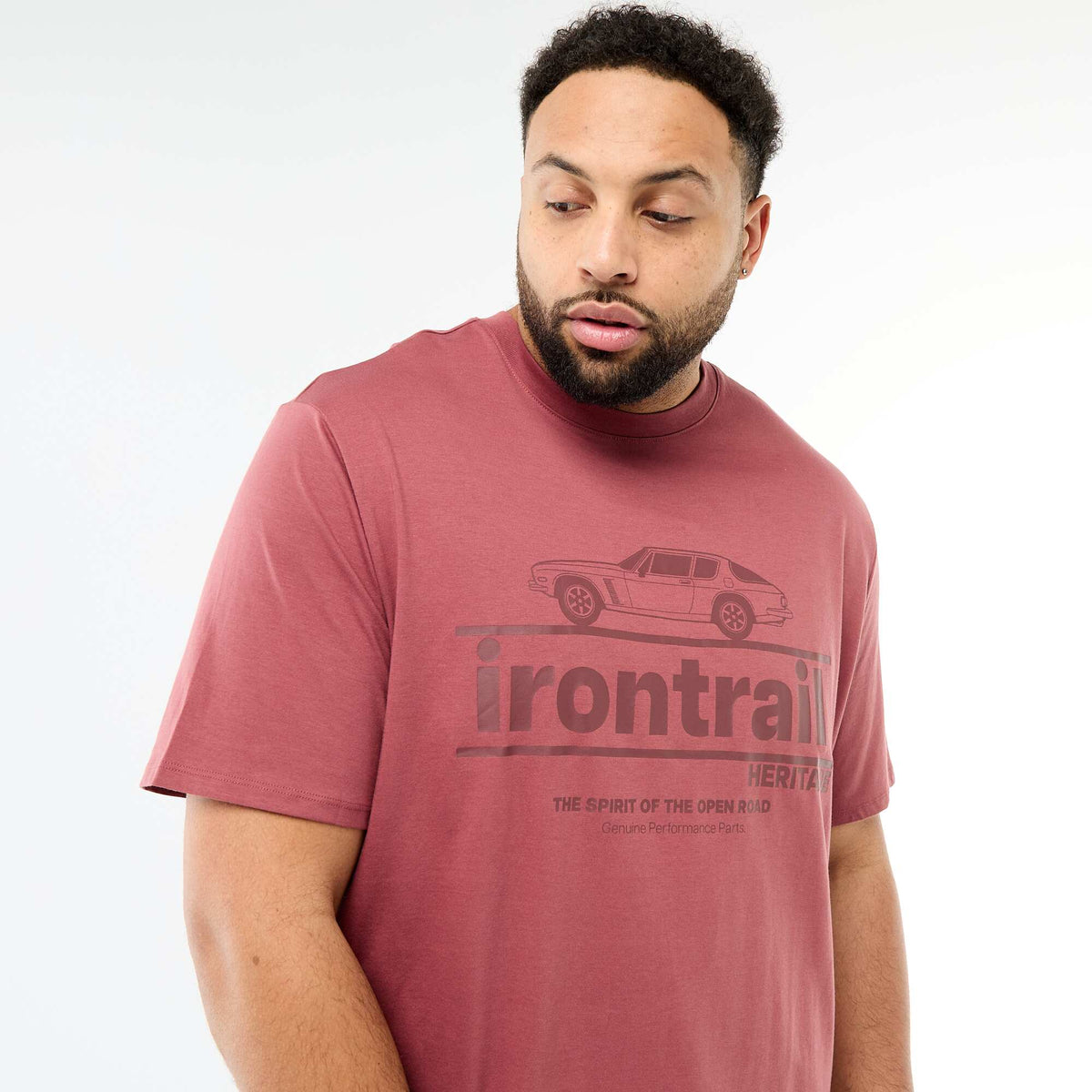 T-shirt imprimé à manches courtes et col rond ROUGE