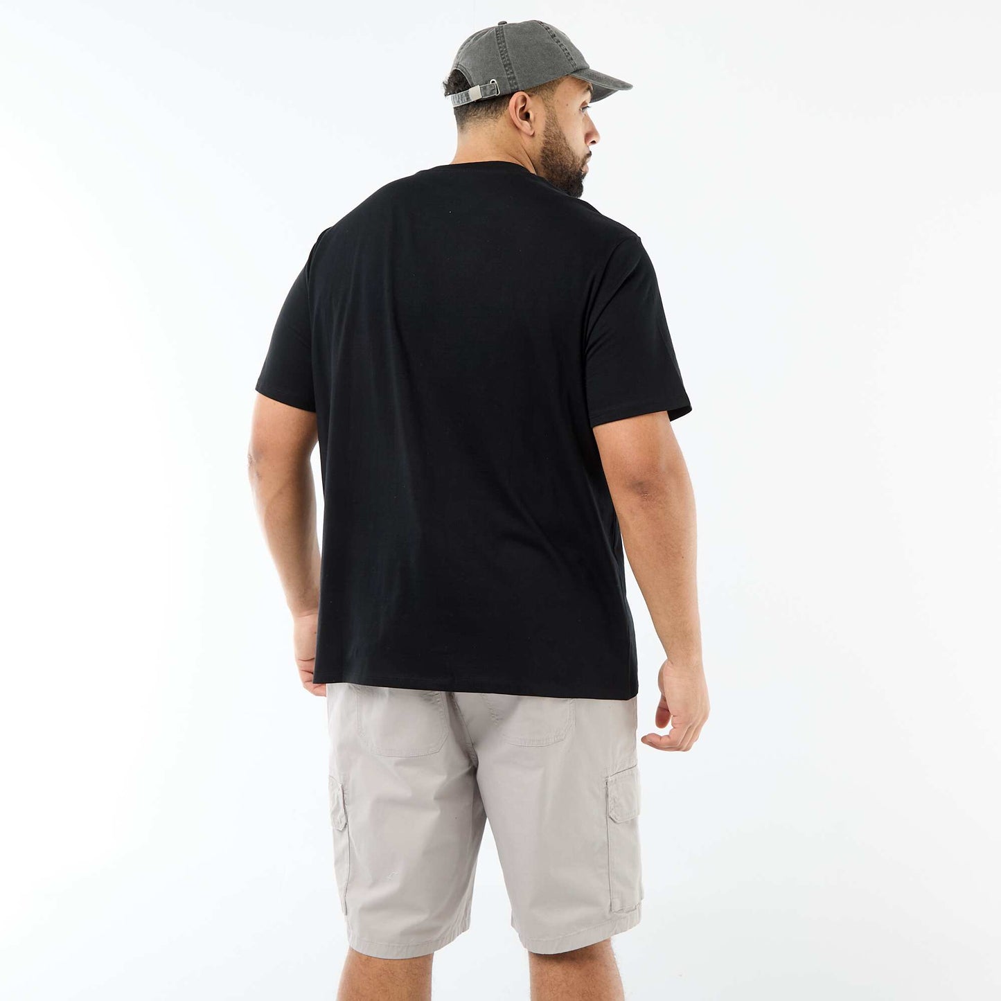 T-shirt imprimé à manches courtes et col rond NOIR