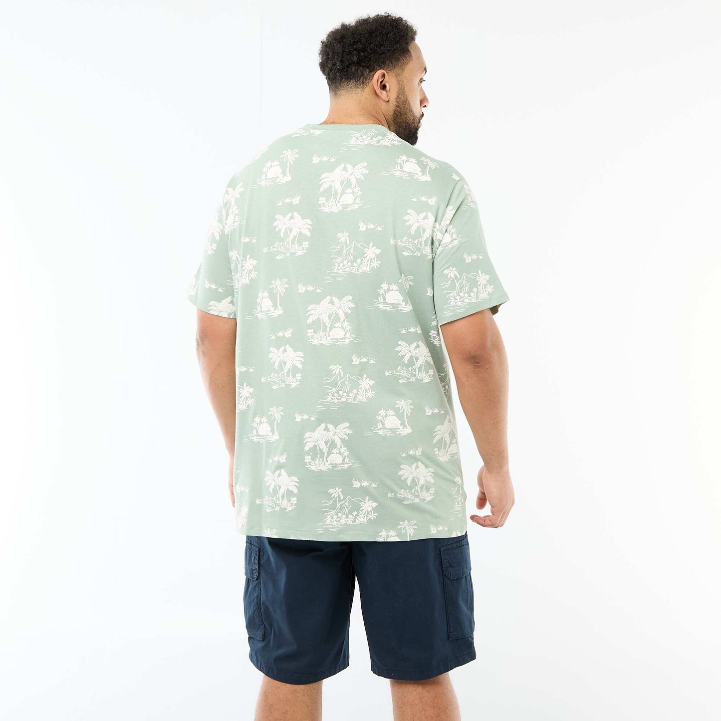 T-shirt imprimé à manches courtes et col rond VERT