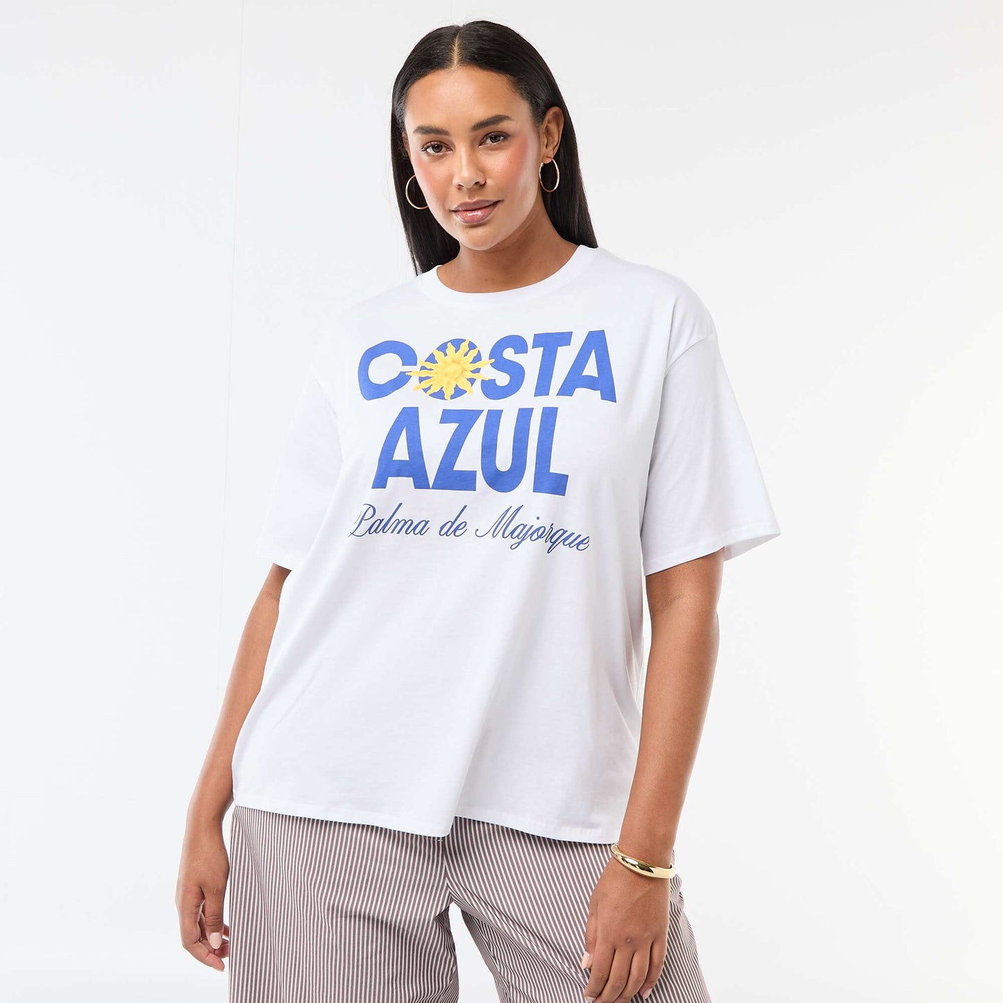 Tee-shirt coupe oversize à manches courtes BLANC