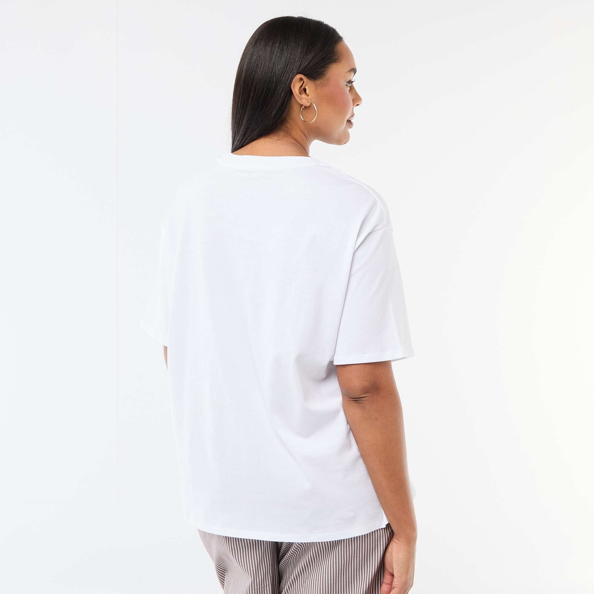 Tee-shirt coupe oversize à manches courtes BLANC