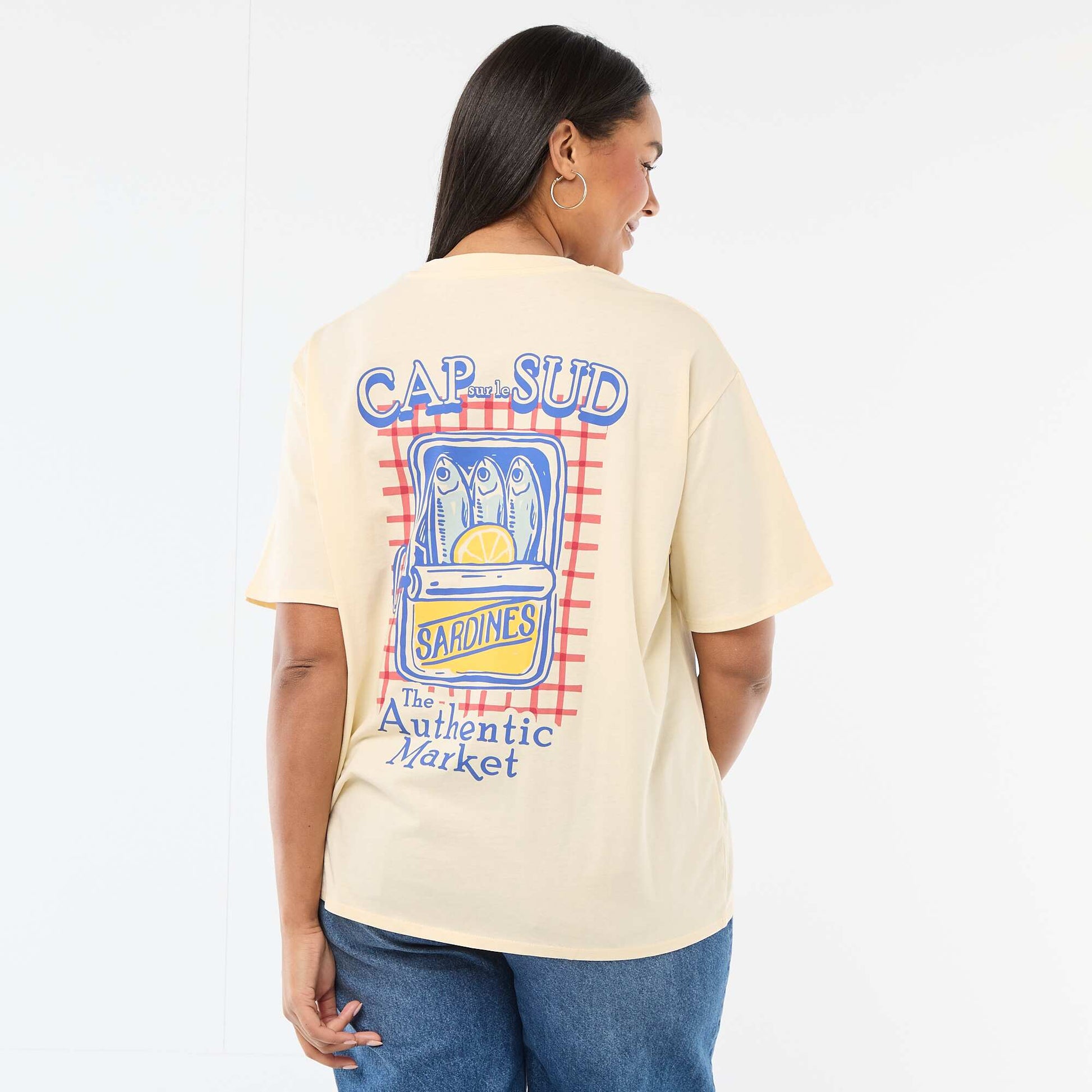 Tee-shirt coupe oversize à manches courtes JAUNE