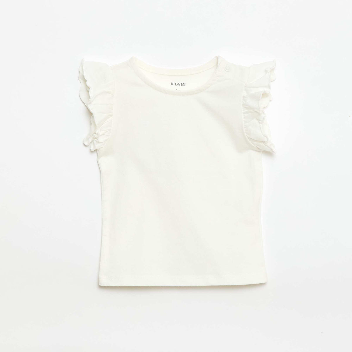 T-shirt en jersey manches courtes volantées BLANC