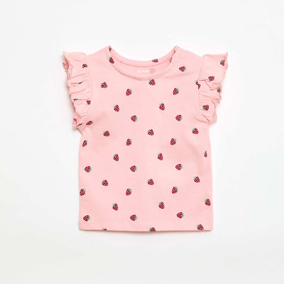 T-shirt en jersey manches courtes volantées ROSE