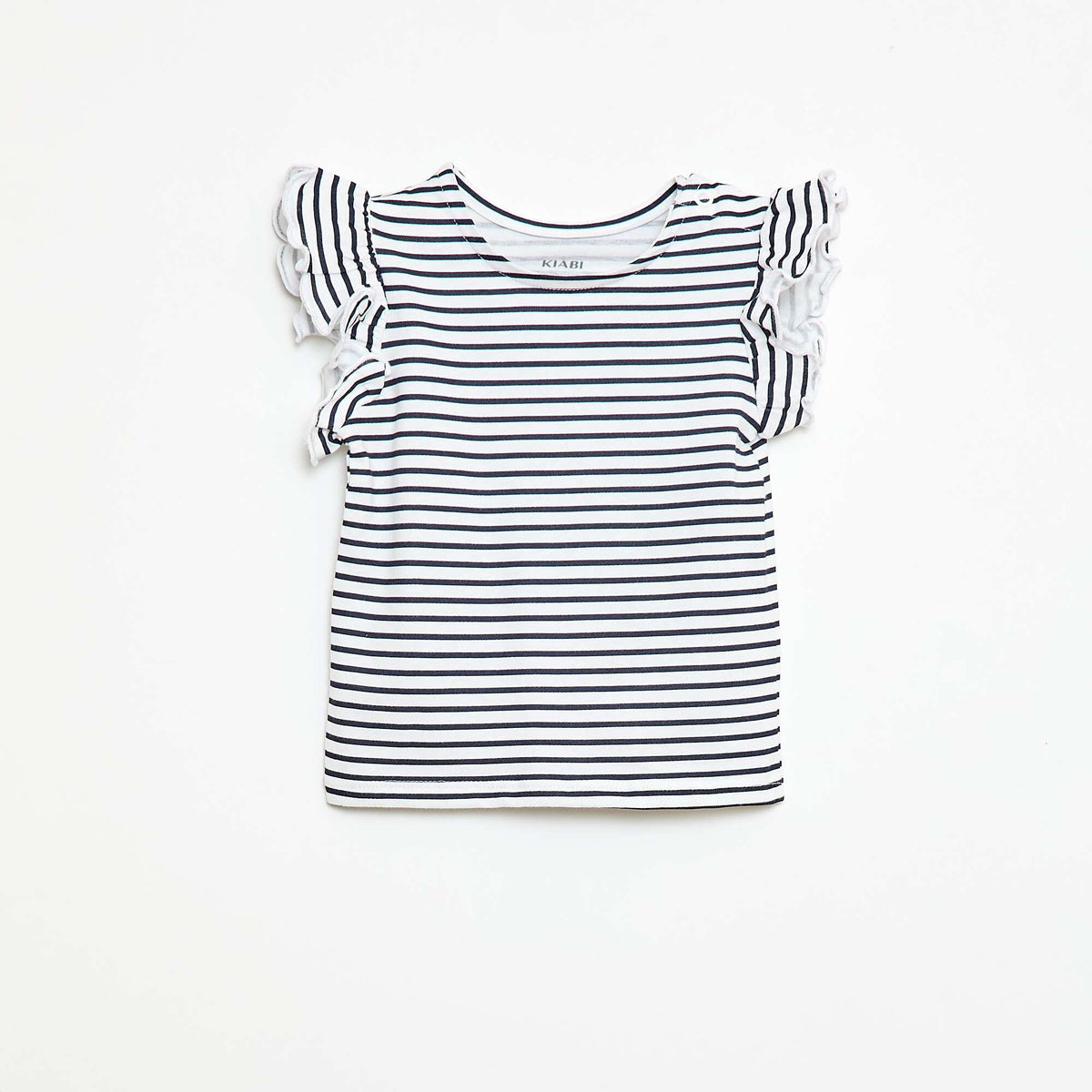 T-shirt en jersey manches courtes volantées BLANC