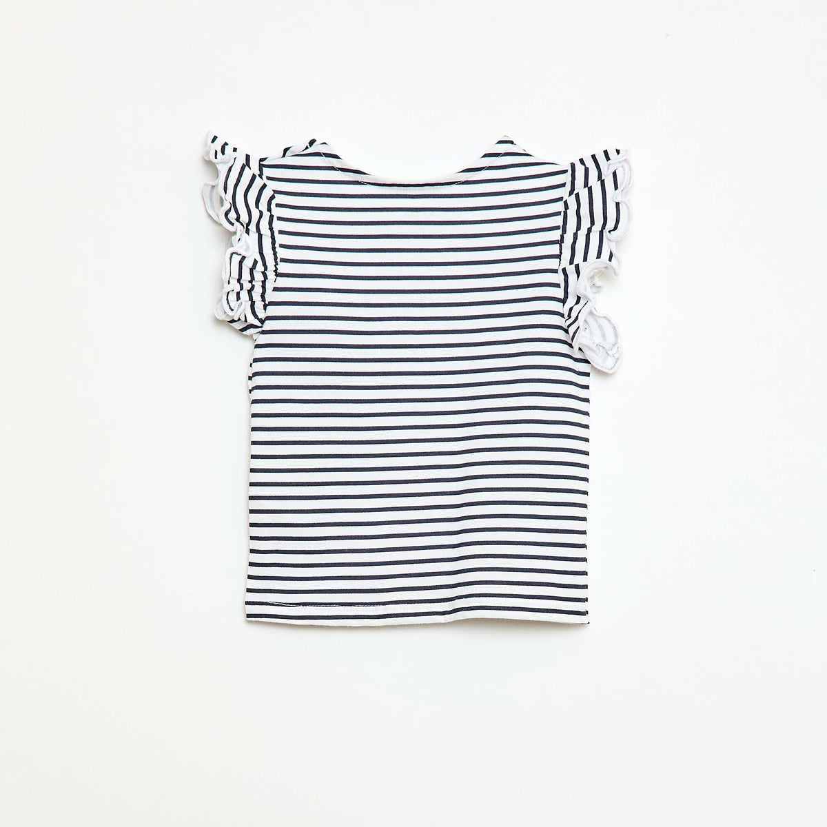 T-shirt en jersey manches courtes volantées BLANC