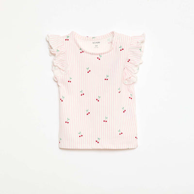 T-shirt en jersey manches courtes volantées ROSE