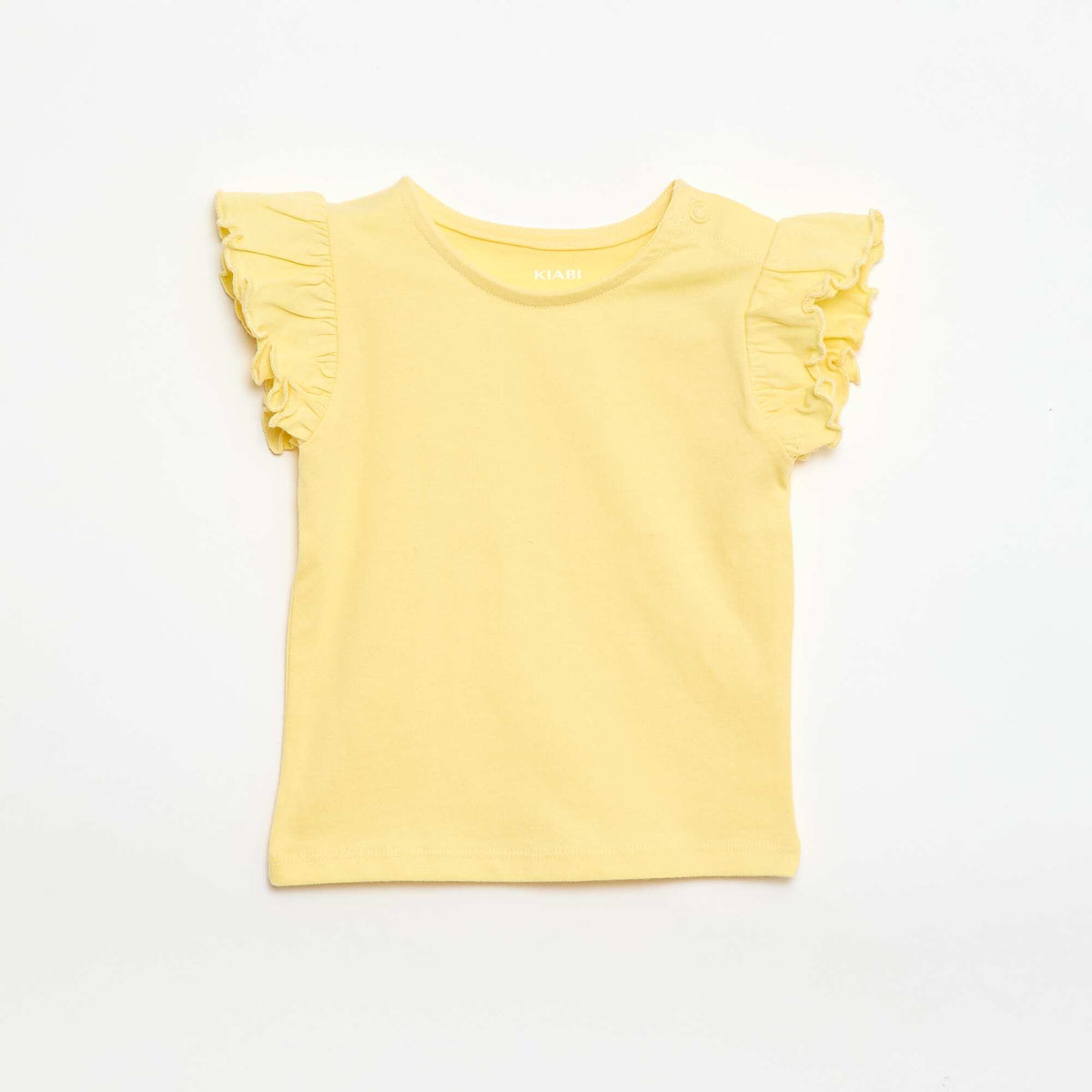 T-shirt en jersey manches courtes volantées JAUNE