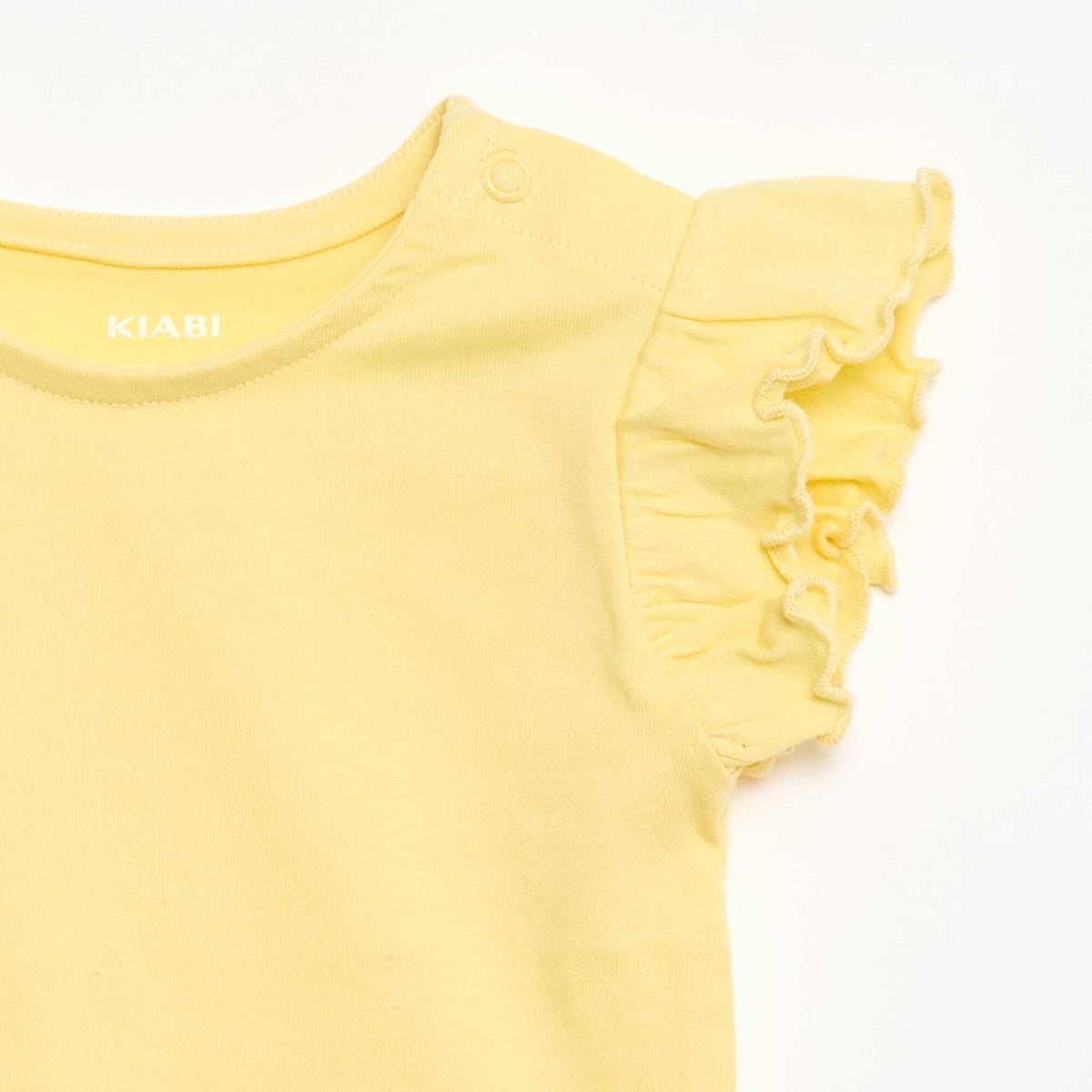 T-shirt en jersey manches courtes volantées JAUNE