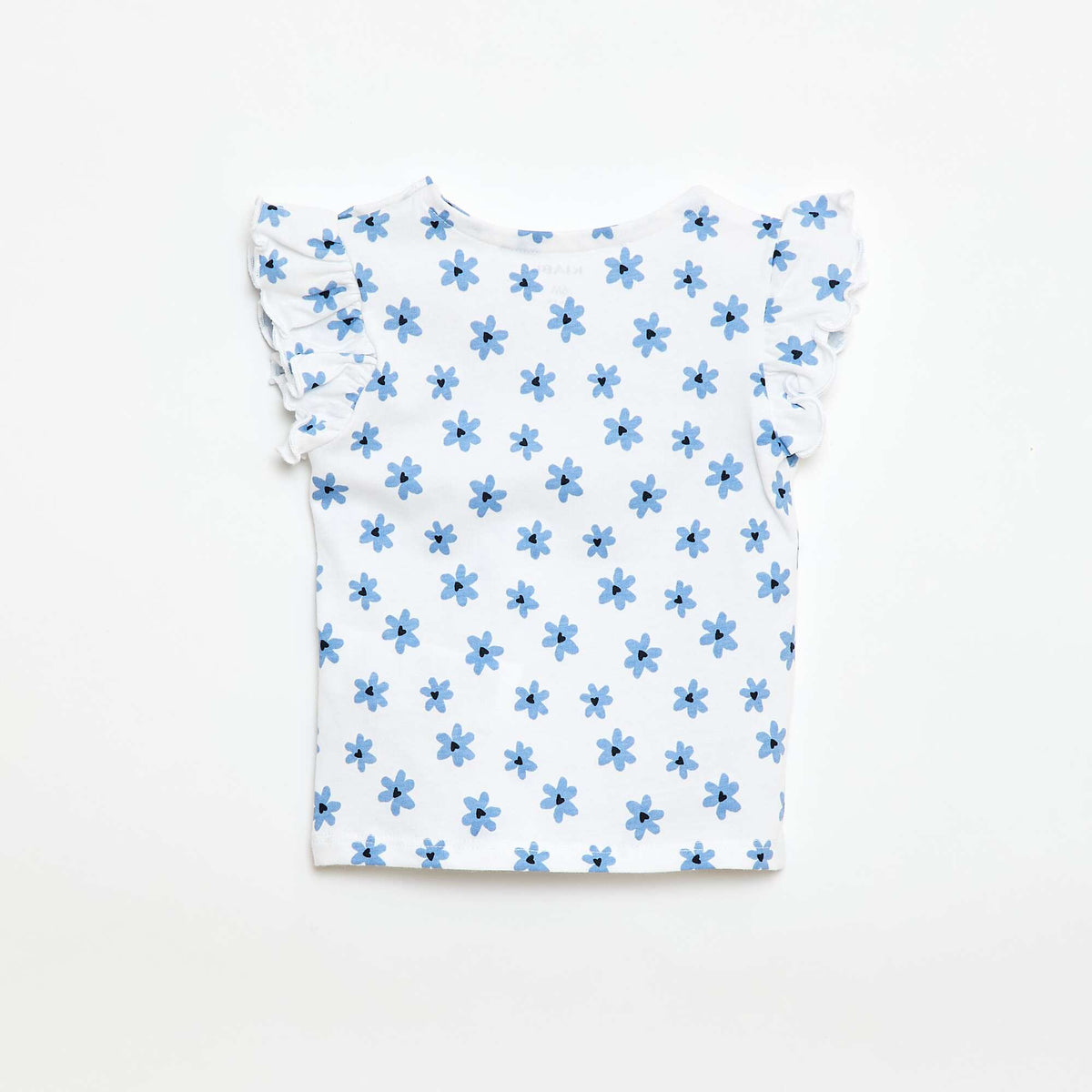 T-shirt en jersey manches courtes volantées BLANC