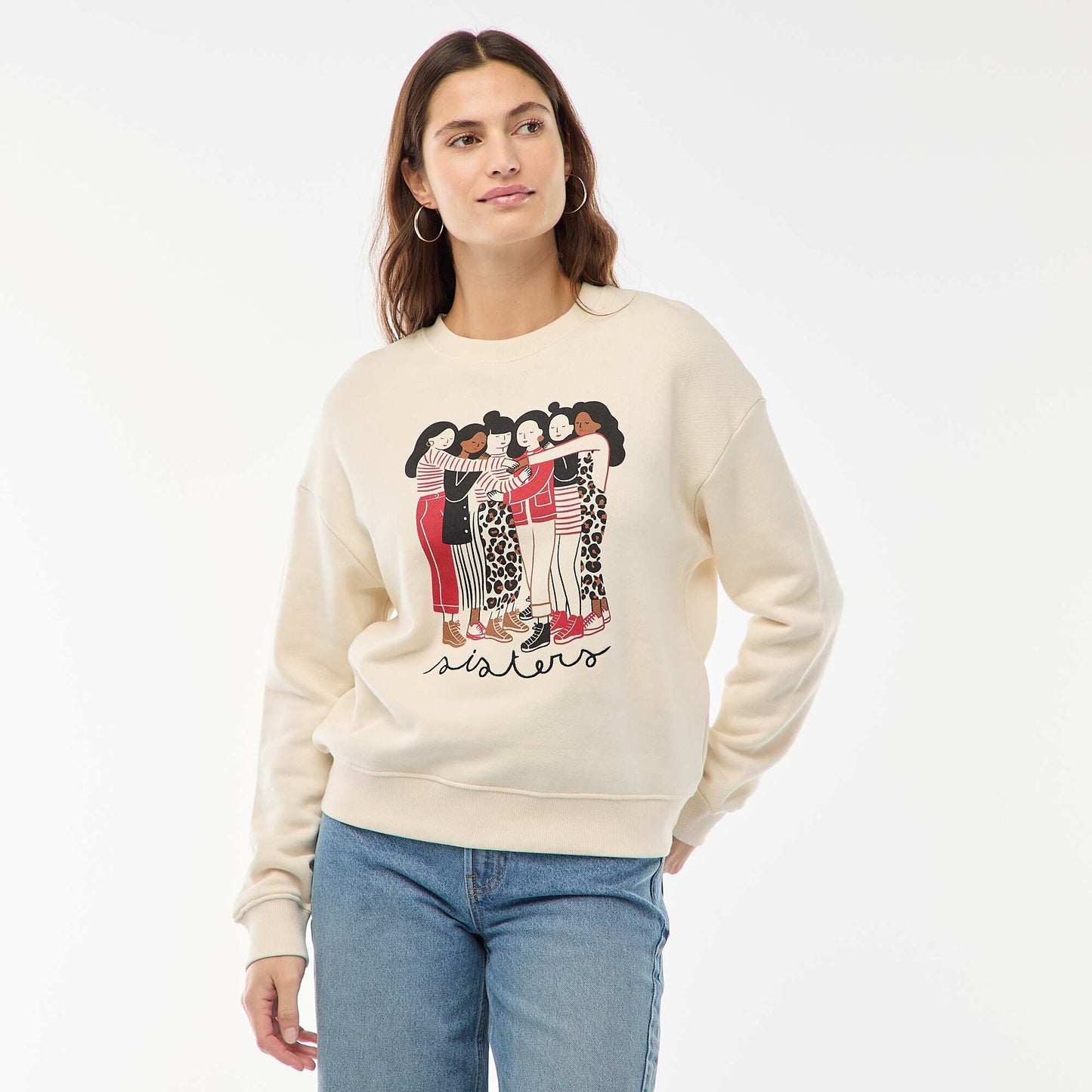 Sweat imprimé en molleton léger  'Agathe Sorlet x Kiabi' BLANC