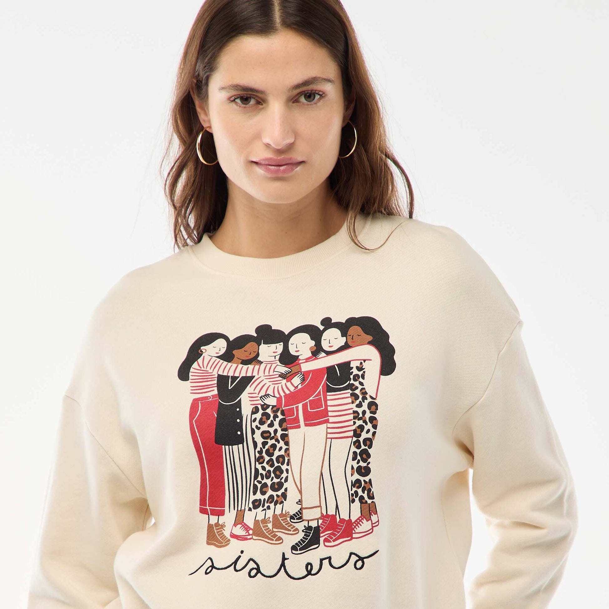 Sweat imprimé en molleton léger  'Agathe Sorlet x Kiabi' BLANC