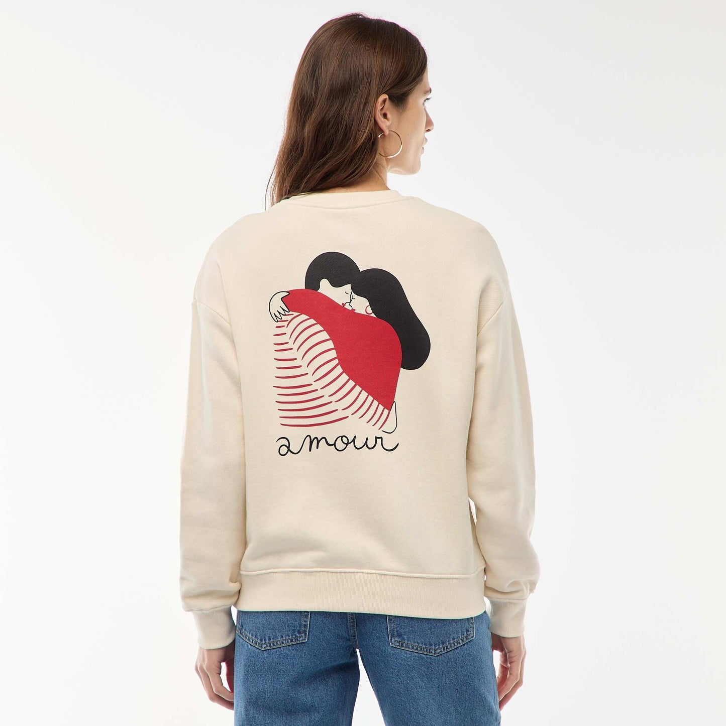 Sweat imprimé en molleton léger  'Agathe Sorlet x Kiabi' BLANC