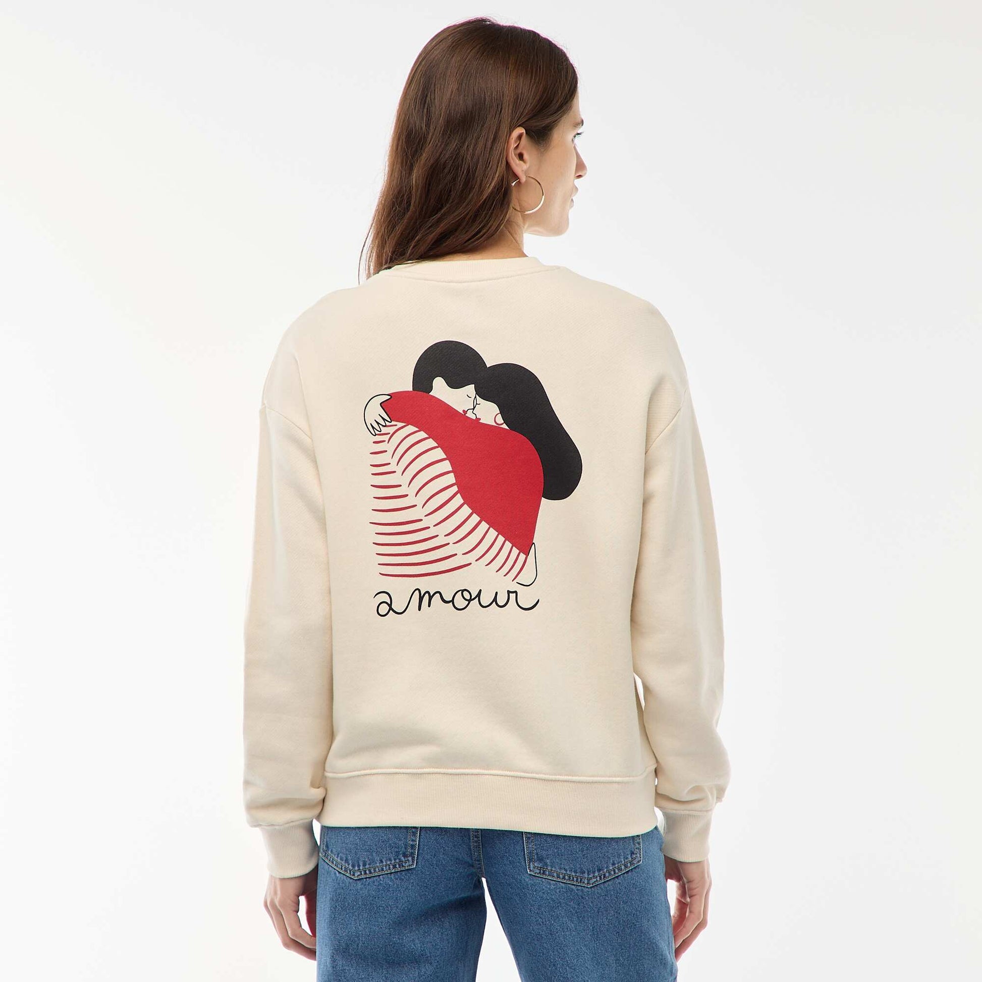 Sweat imprimé en molleton léger  'Agathe Sorlet x Kiabi' BLANC