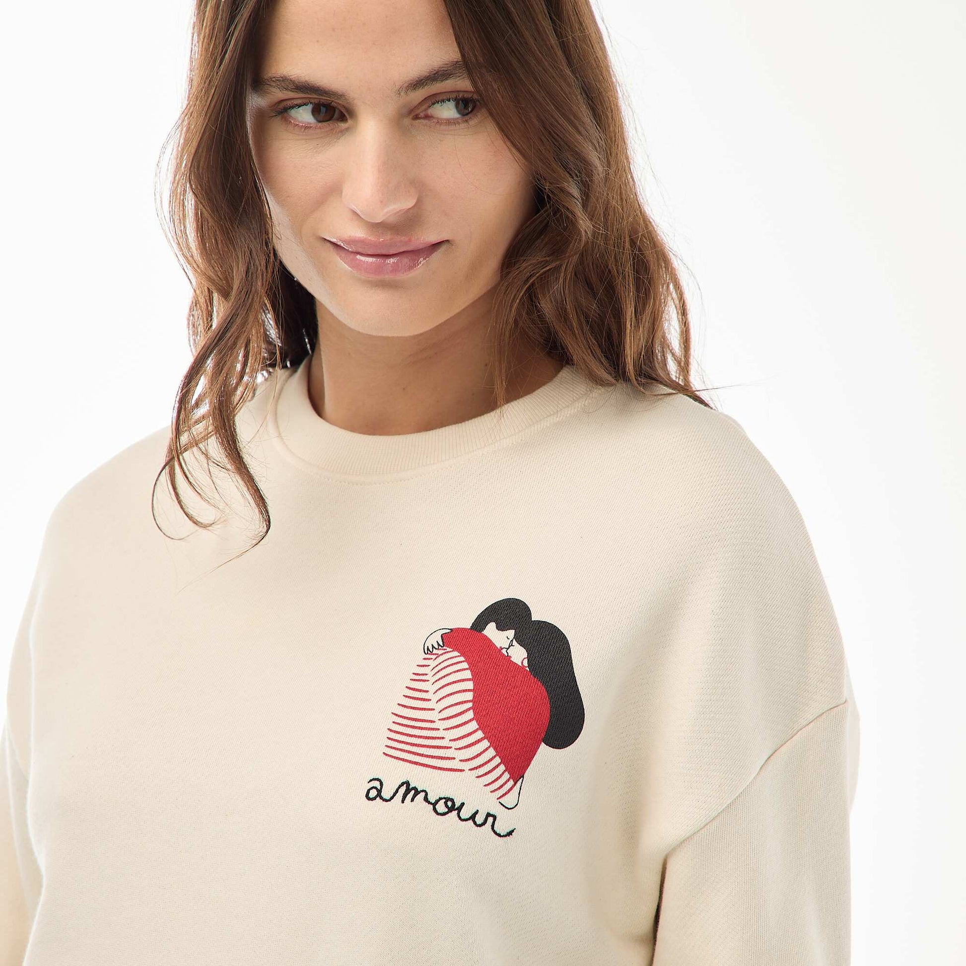 Sweat imprimé en molleton léger  'Agathe Sorlet x Kiabi' BLANC