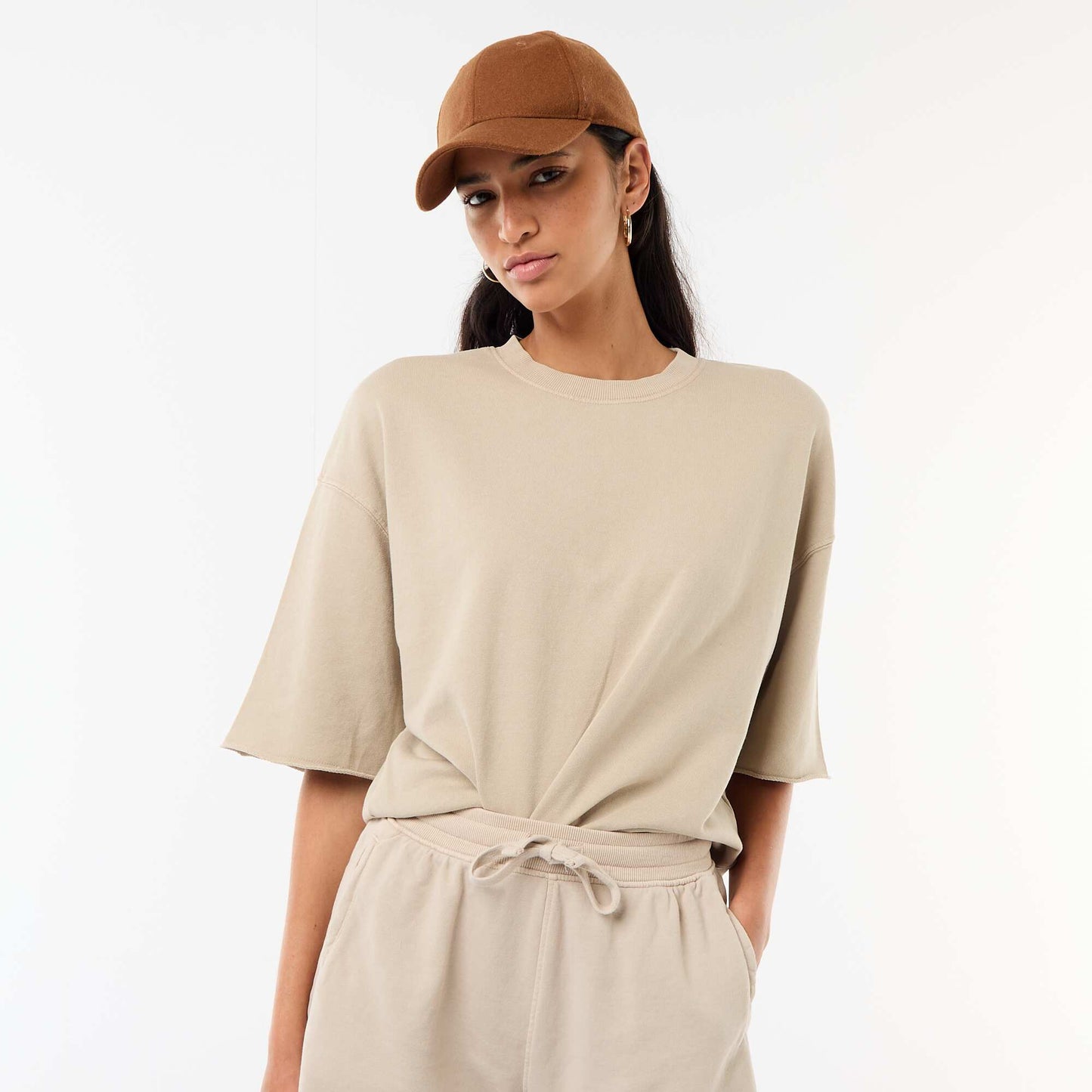 T-shirt manches 3/4 en French Terry BEIGE