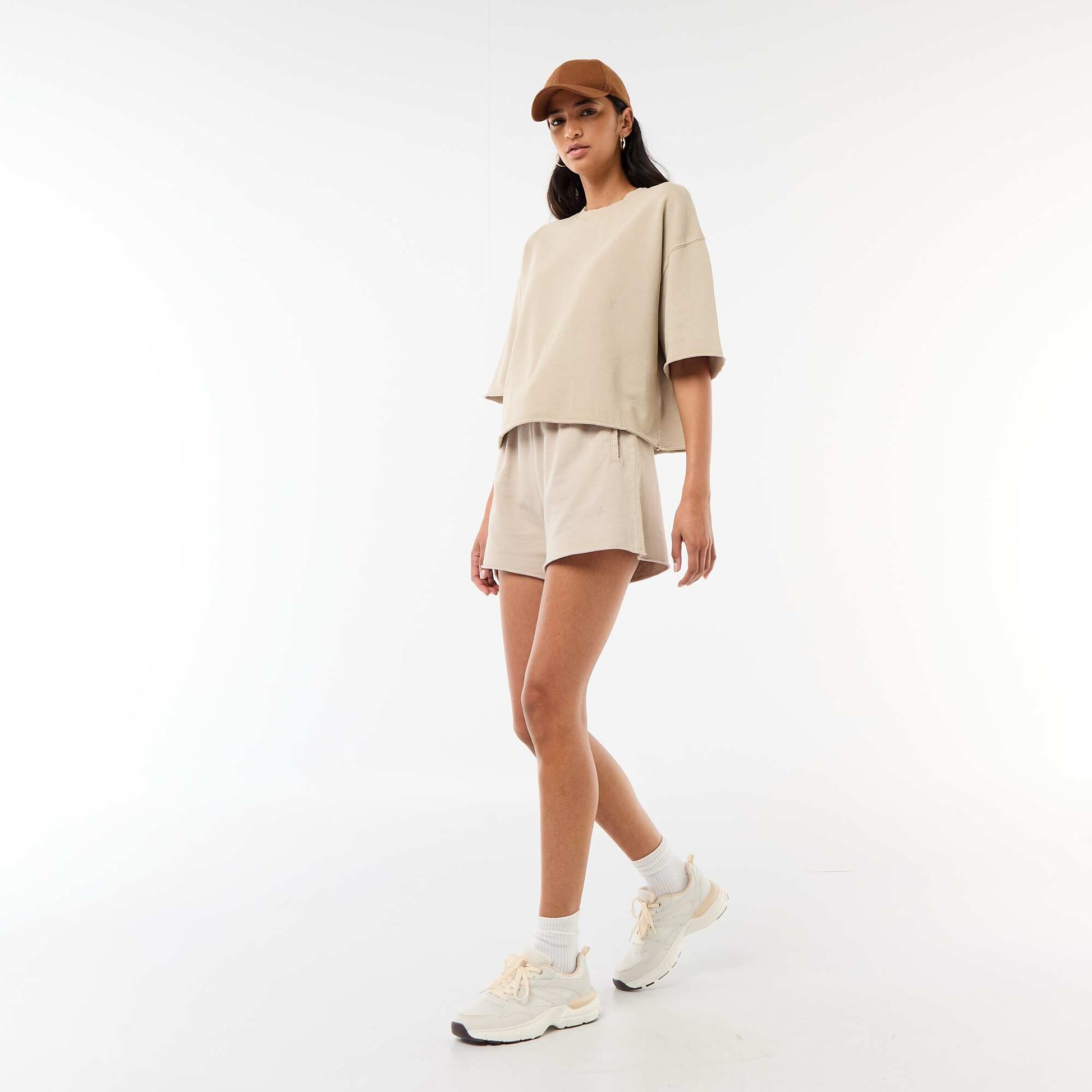T-shirt manches 3/4 en French Terry BEIGE
