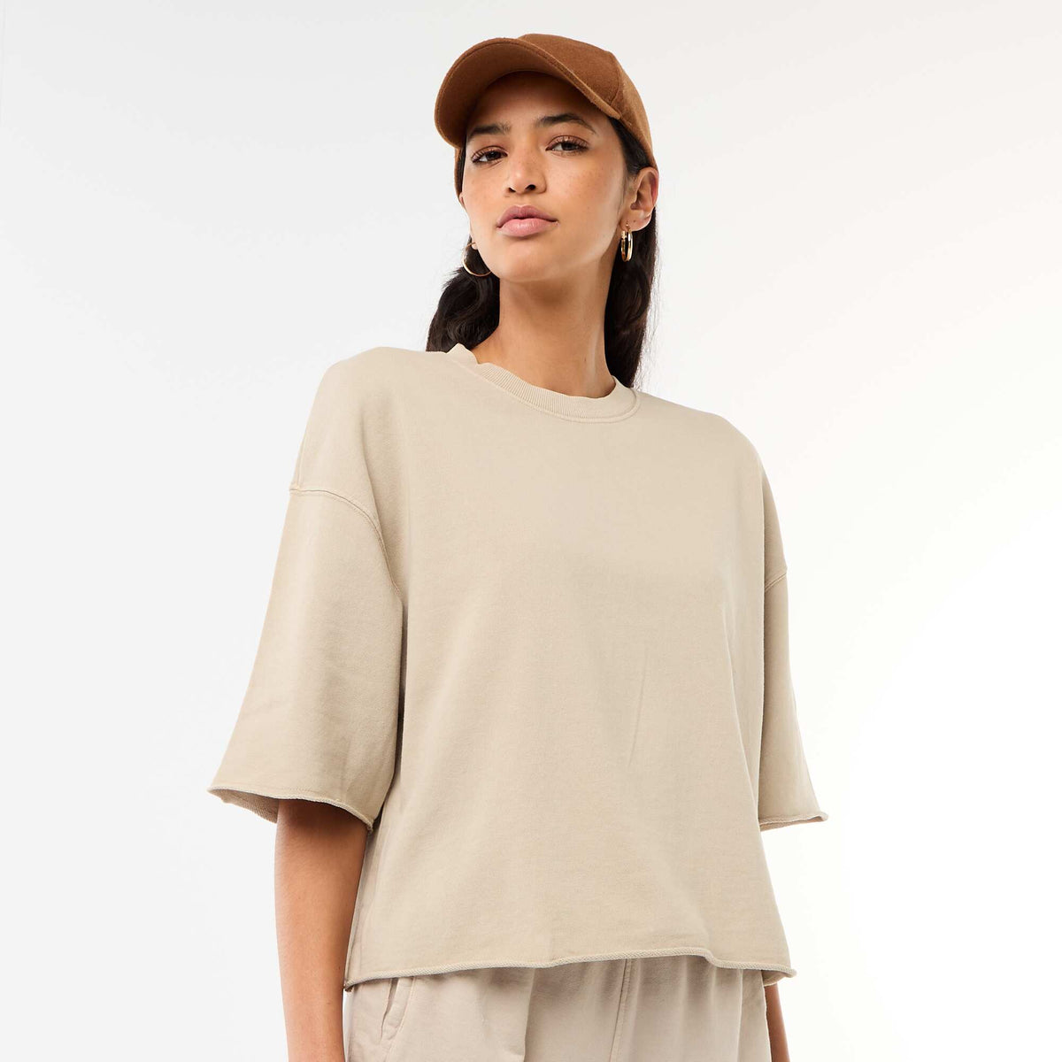 T-shirt manches 3/4 en French Terry BEIGE