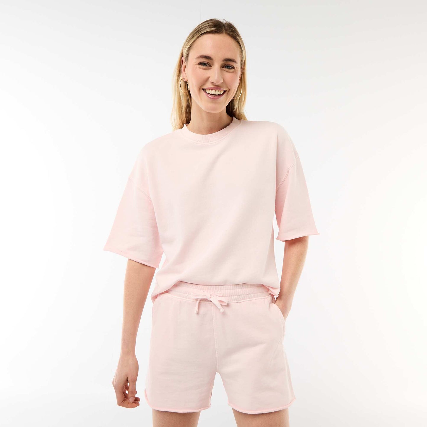 T-shirt manches 3/4 en French Terry ROSE
