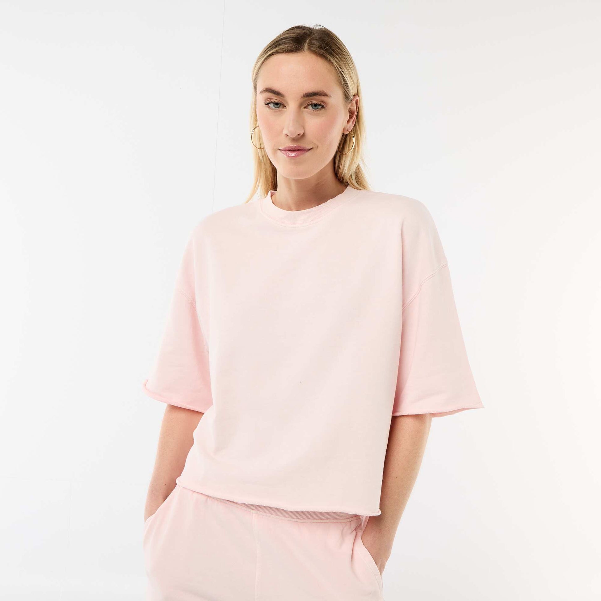 T-shirt manches 3/4 en French Terry ROSE
