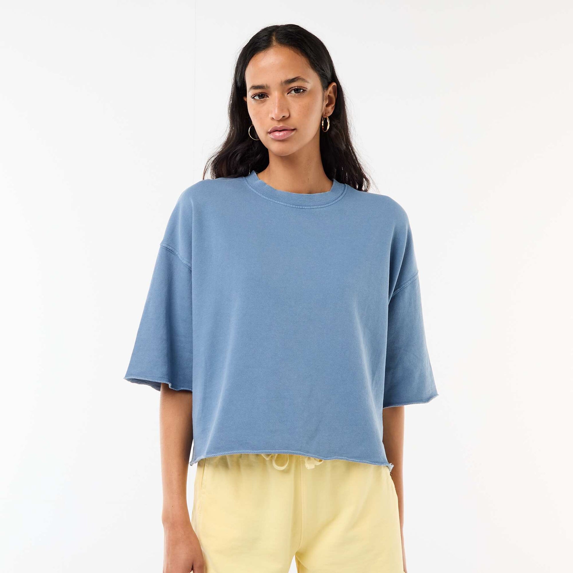T-shirt manches 3/4 en French Terry BLEU