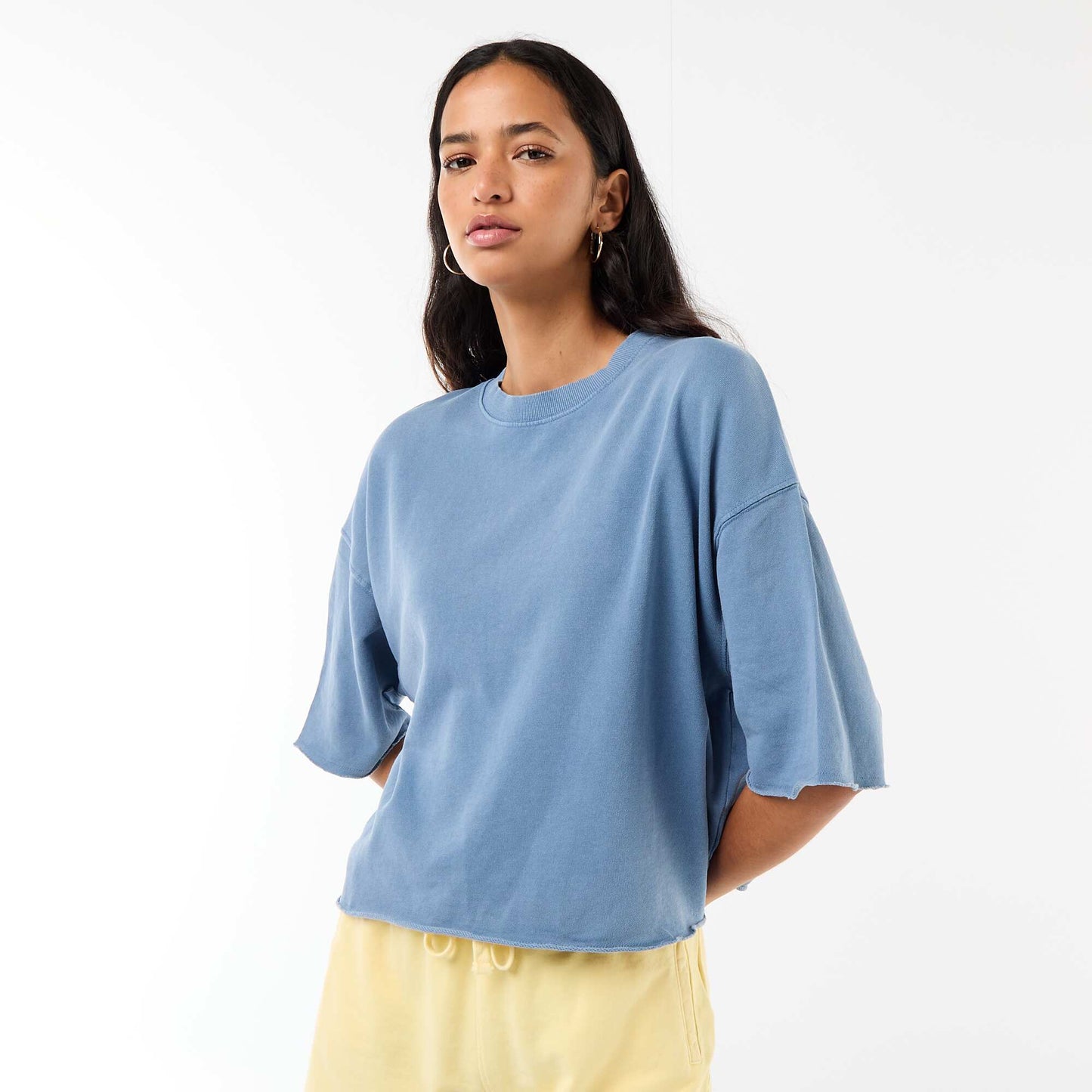 T-shirt manches 3/4 en French Terry BLEU