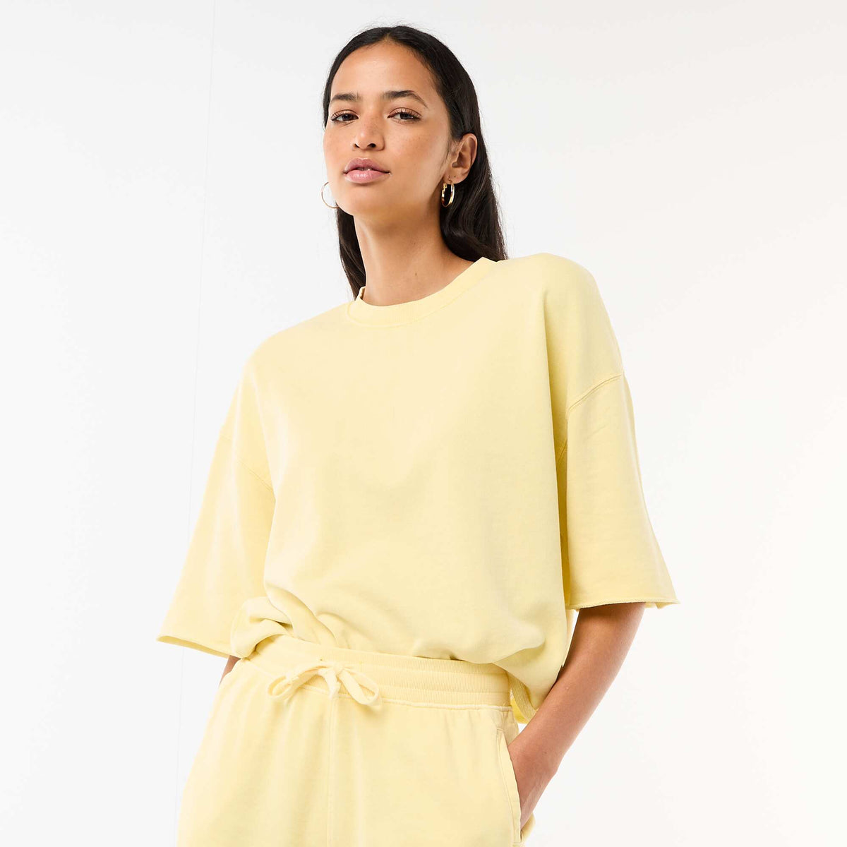 T-shirt manches 3/4 en French Terry JAUNE