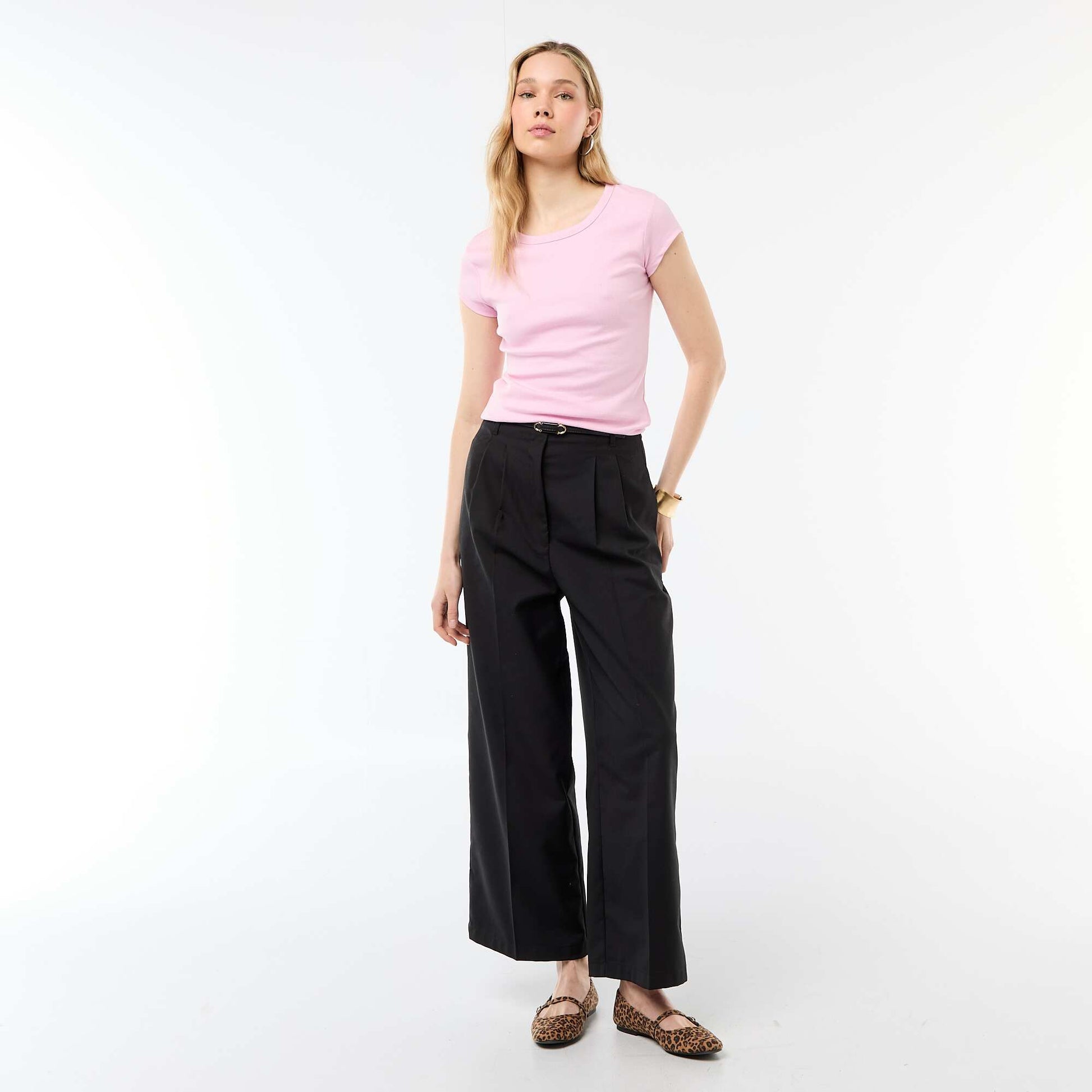 T-shirt en jersey manches courtes côtelé ROSE