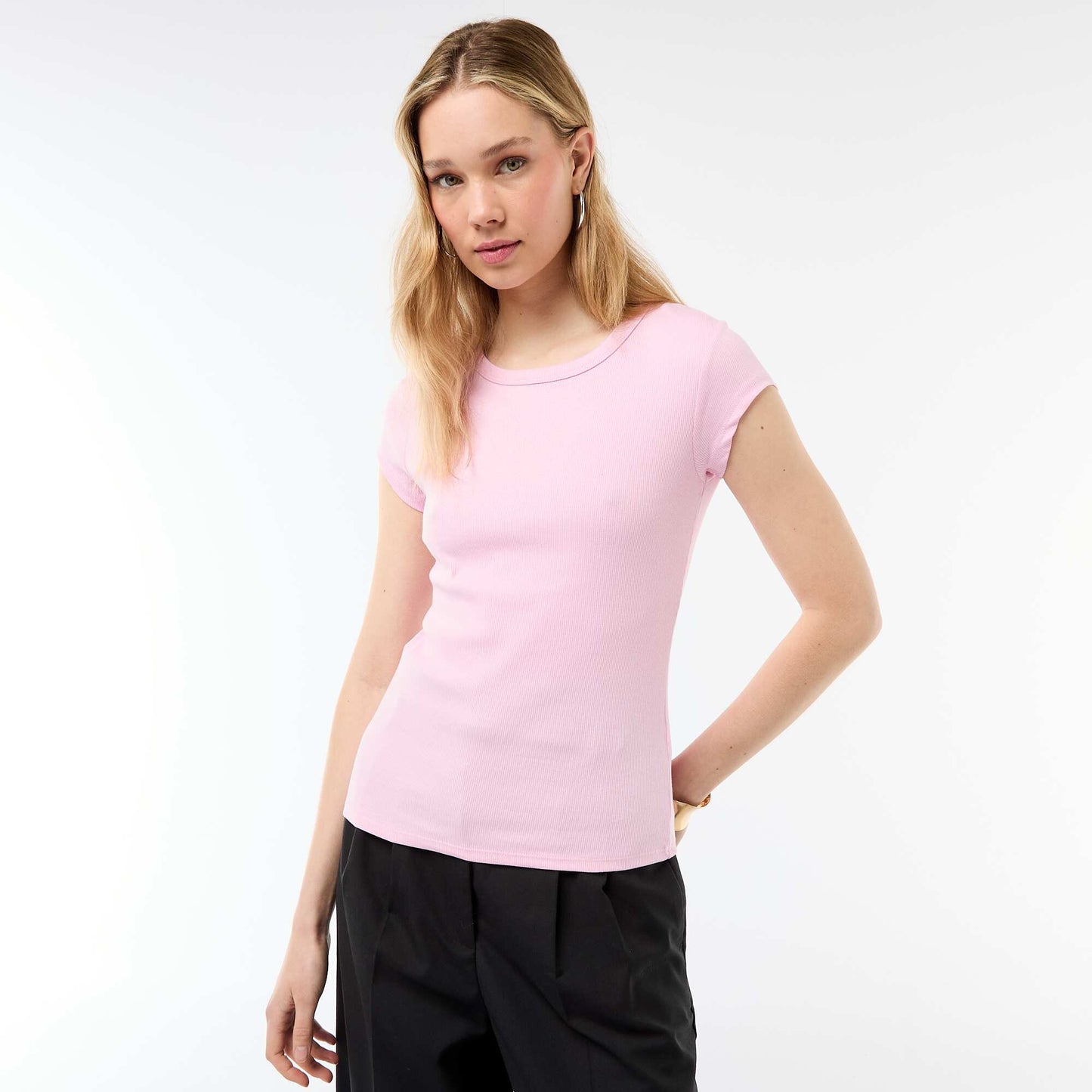 T-shirt en jersey manches courtes côtelé ROSE