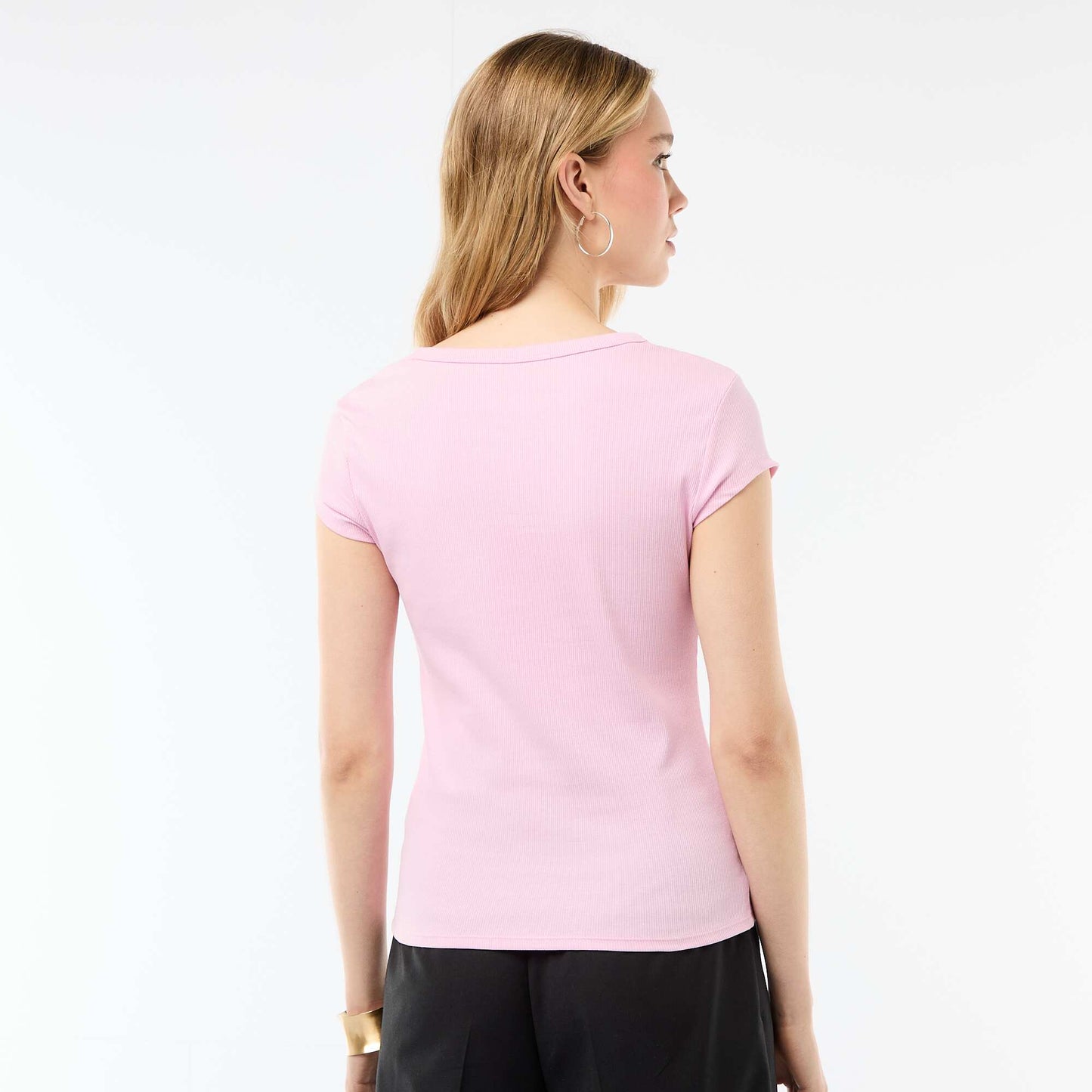 T-shirt en jersey manches courtes côtelé ROSE