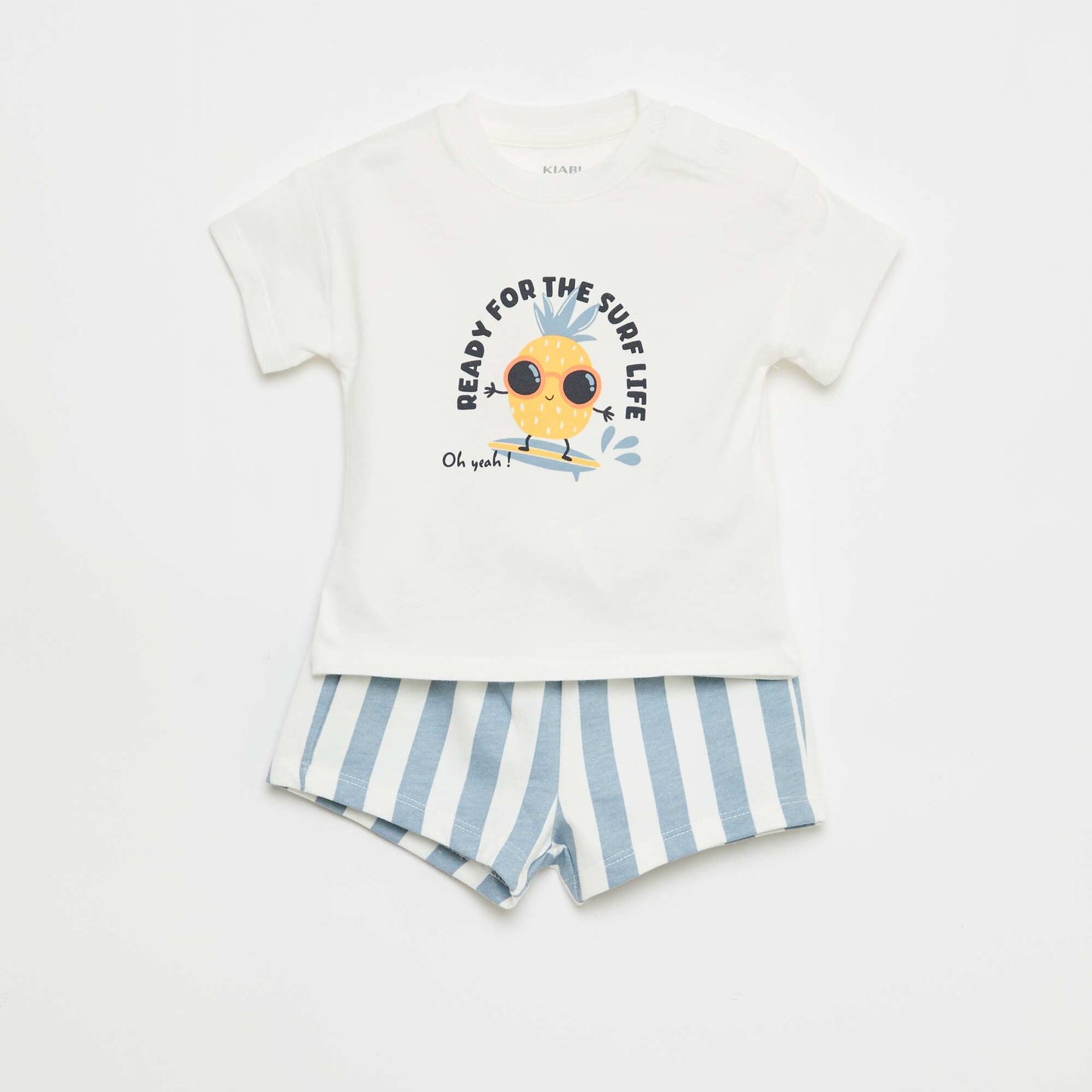 Ensemble 2 pièces en coton  T-shirt + short BLANC