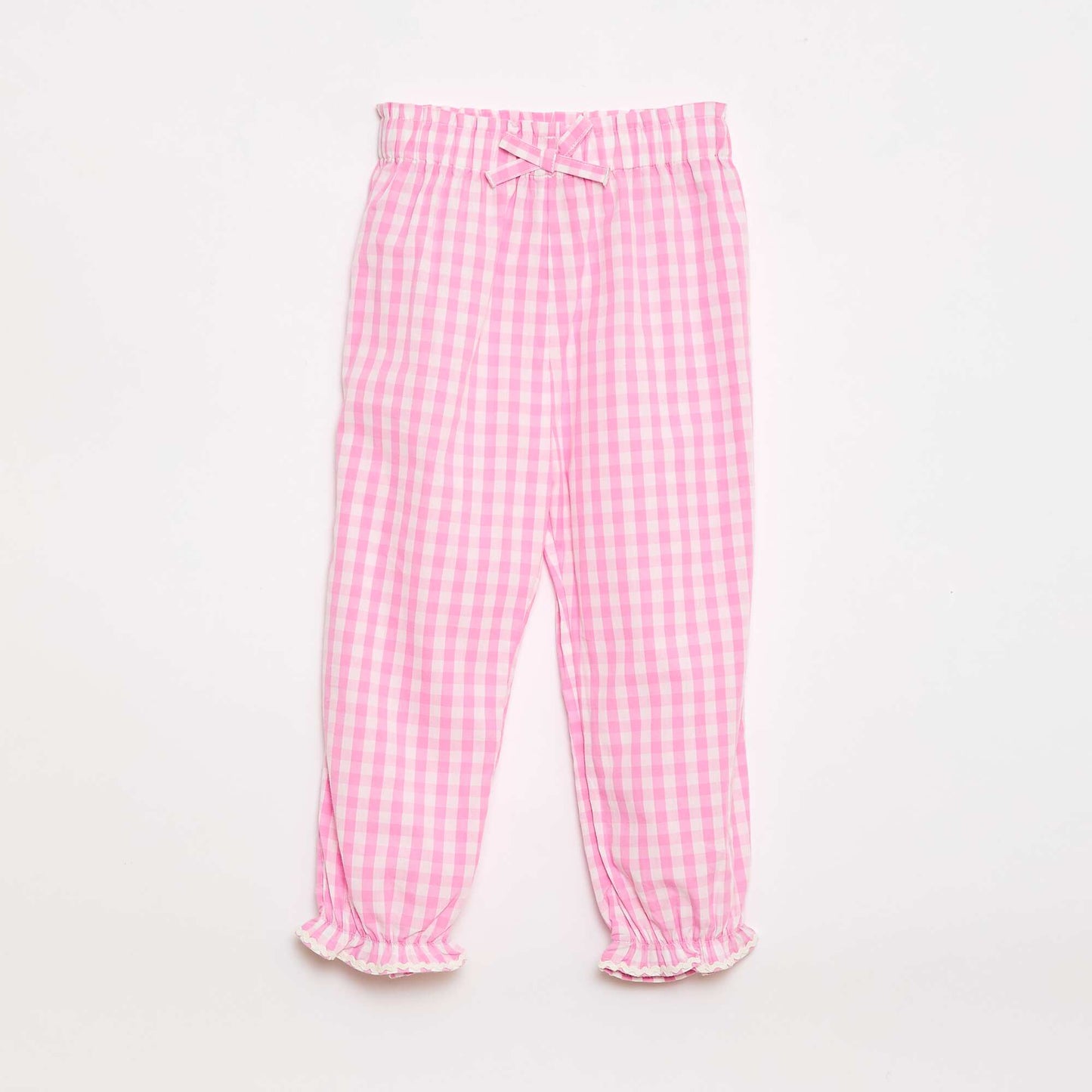 Pantalon vichy rose en popeline de coton ROSE