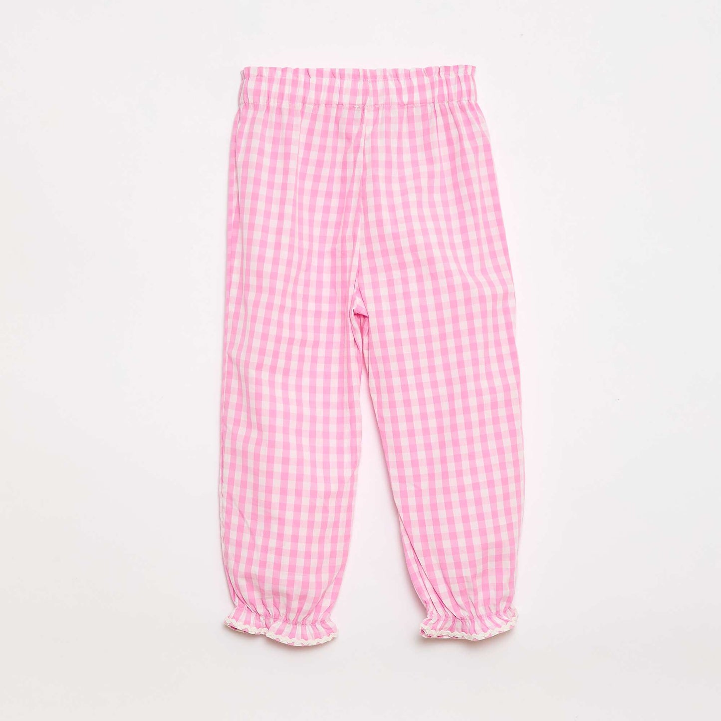Pantalon vichy rose en popeline de coton ROSE