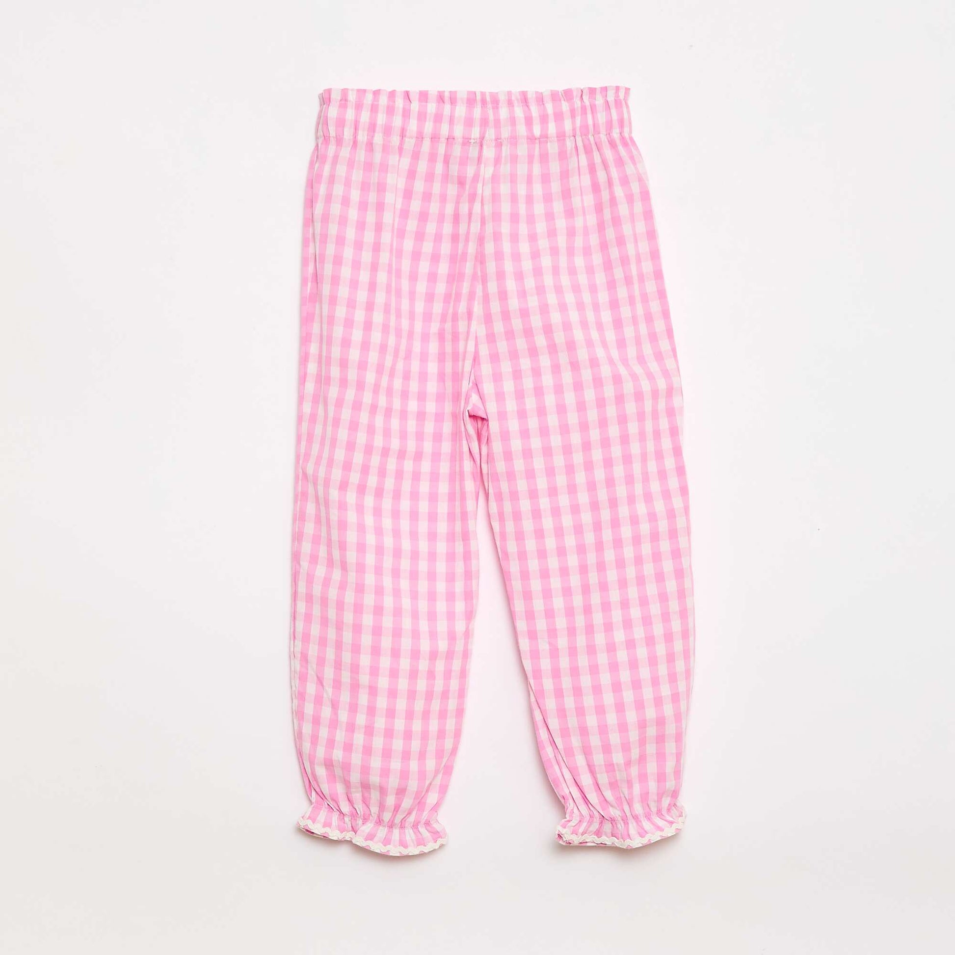 Pantalon vichy rose en popeline de coton ROSE