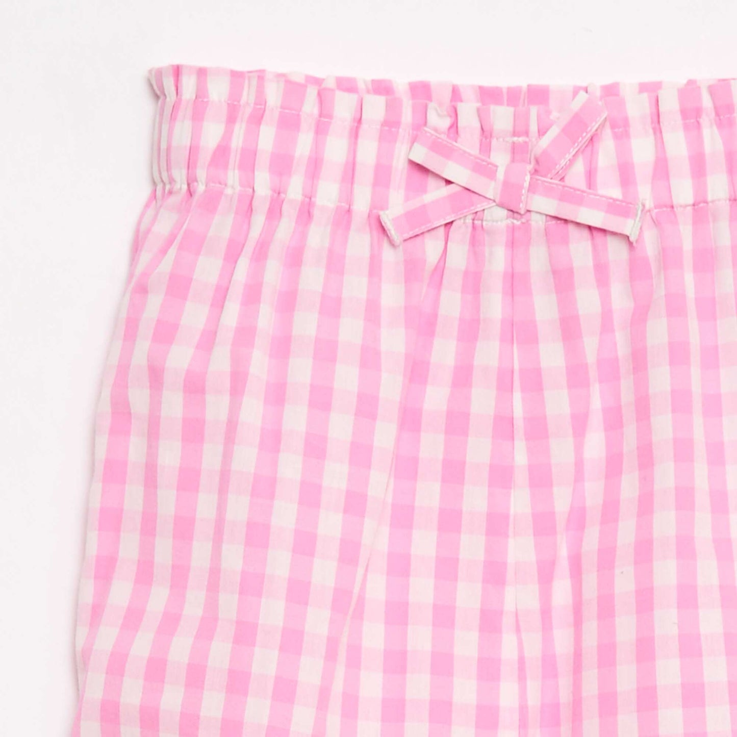 Pantalon vichy rose en popeline de coton ROSE