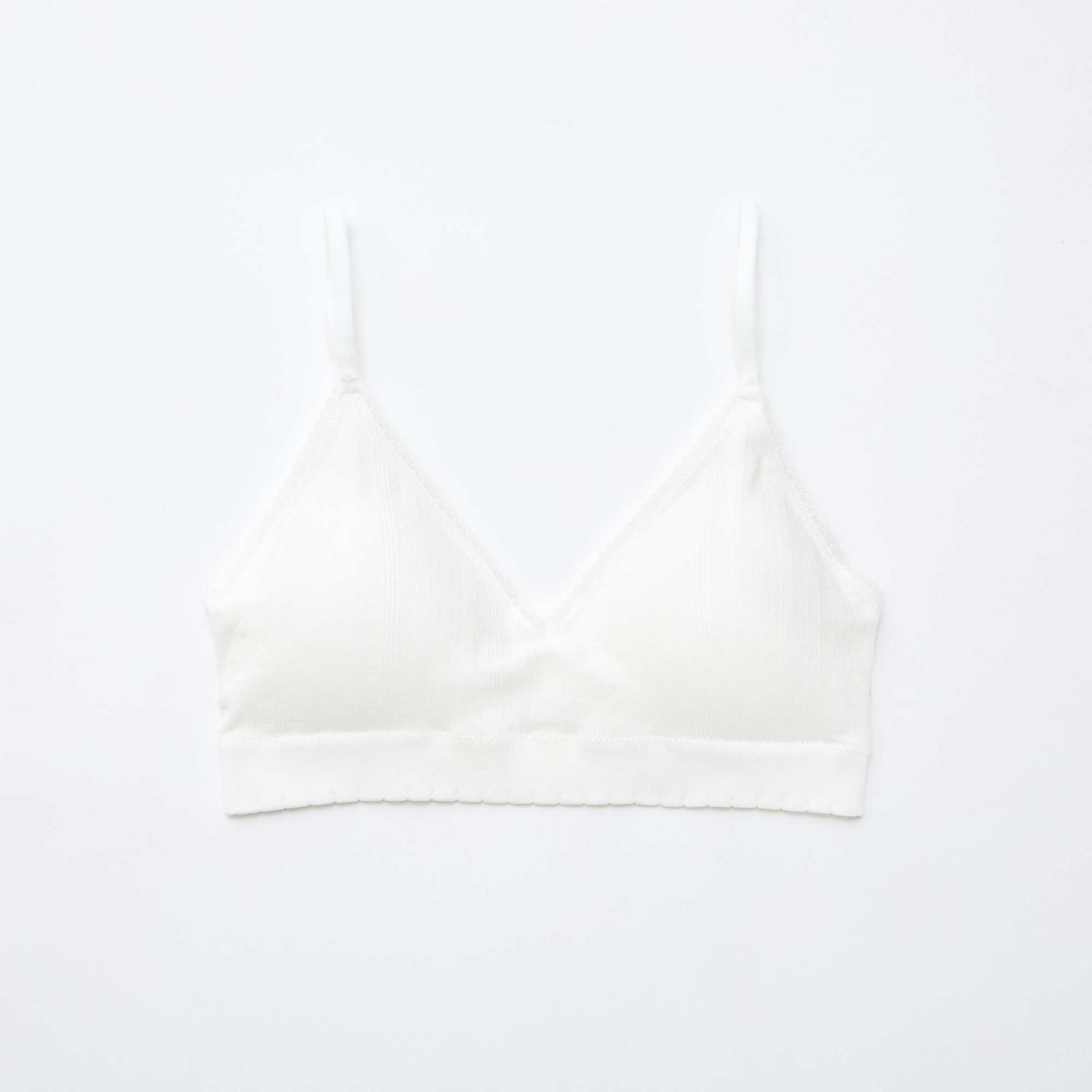 Lot de 2 brassières triangle en rib BLANC