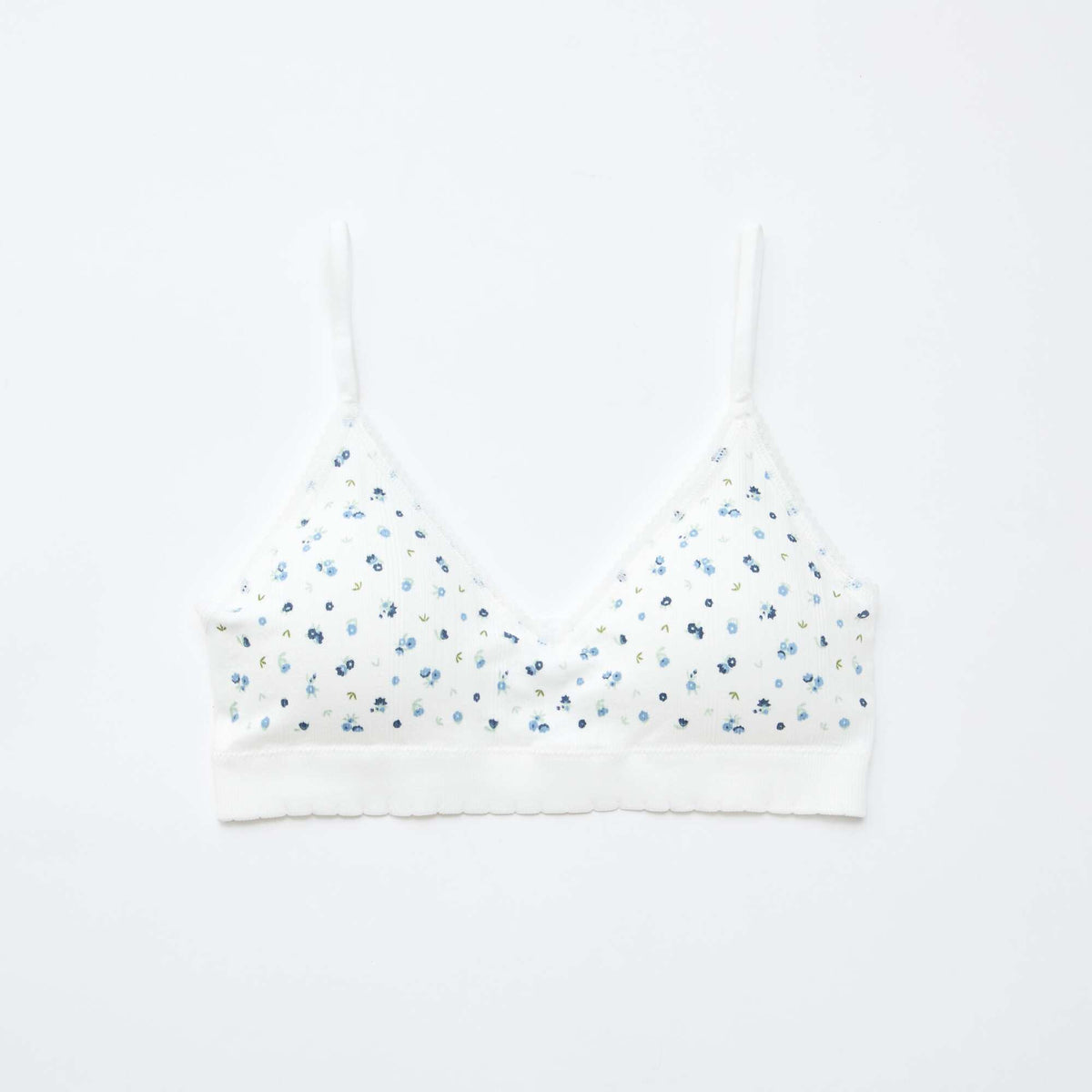 Lot de 2 brassières triangle en rib BLANC/BLEU