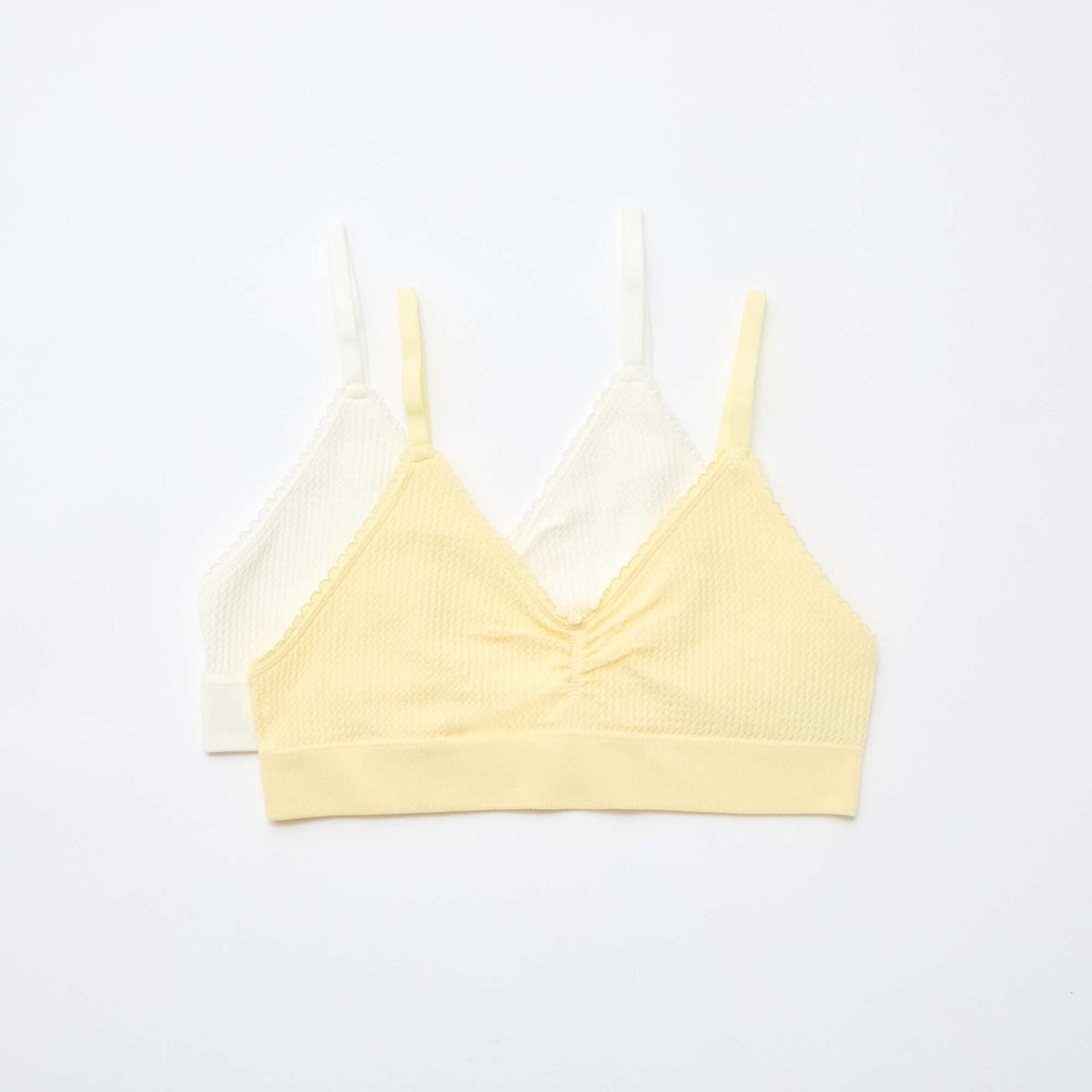 Lot de 2 brassières en maille reliefée BLANC/JAUNE
