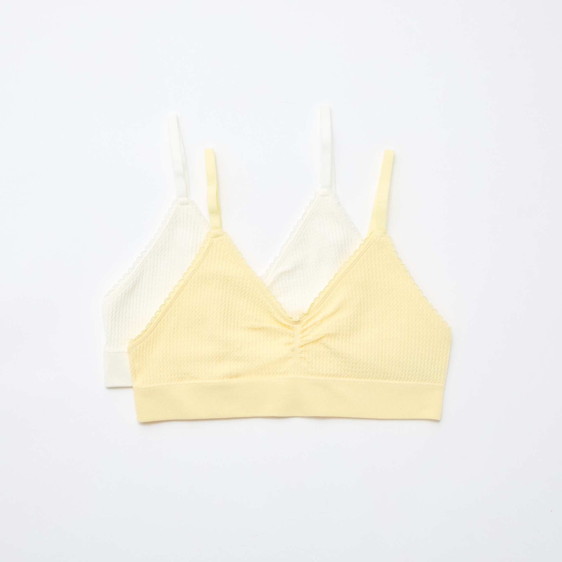 Lot de 2 brassières en maille reliefée BLANC/JAUNE