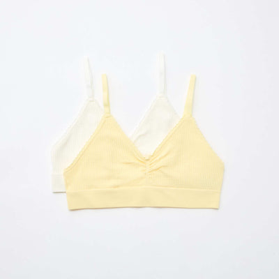 Lot de 2 brassières en maille reliefée BLANC/JAUNE