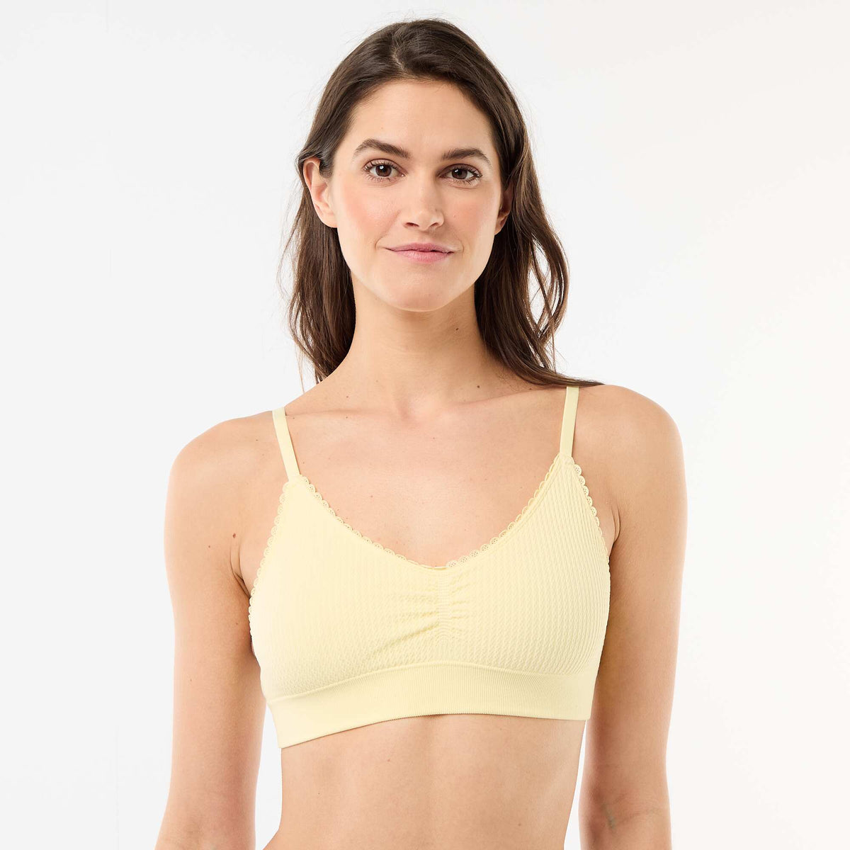 Lot de 2 brassières en maille reliefée BLANC/JAUNE