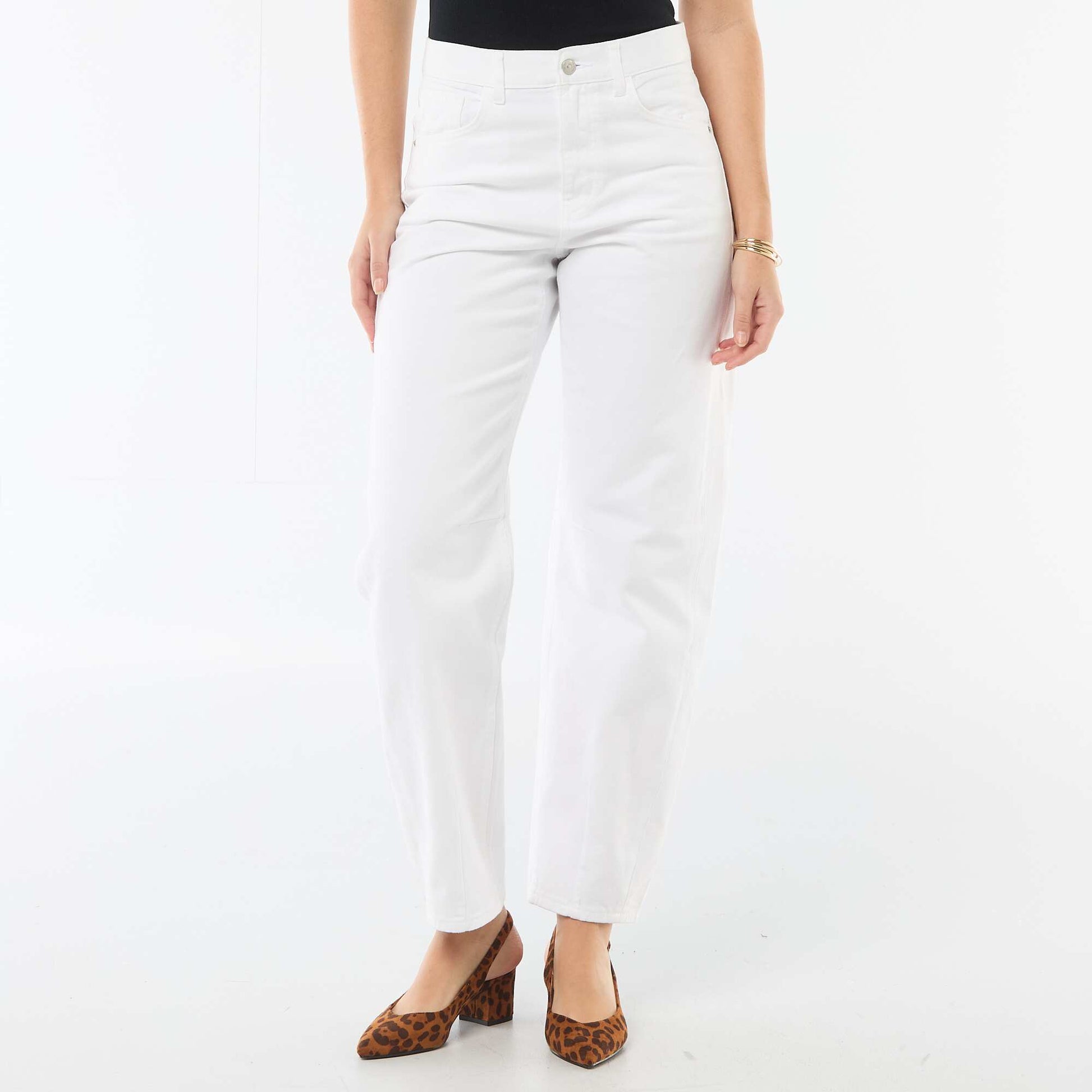 Pantalon denim barrel en coton BLANC