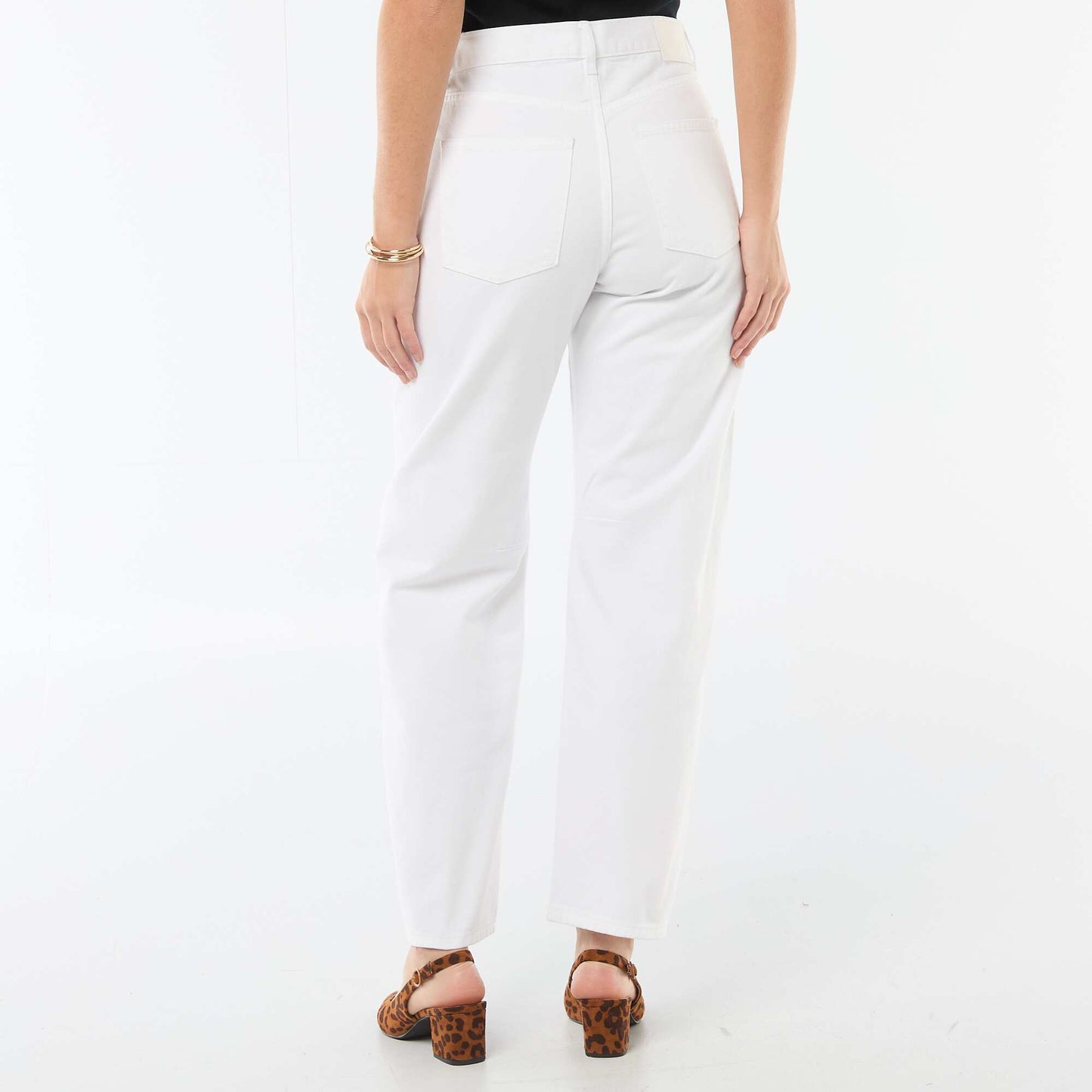 Pantalon denim barrel en coton BLANC