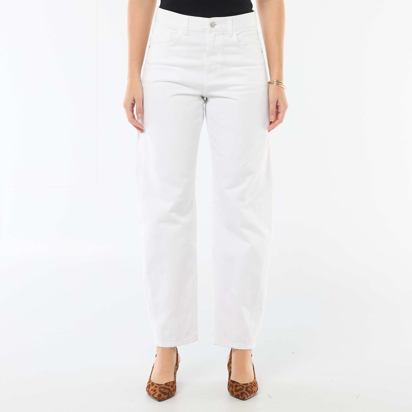 Pantalon denim barrel en coton BLANC