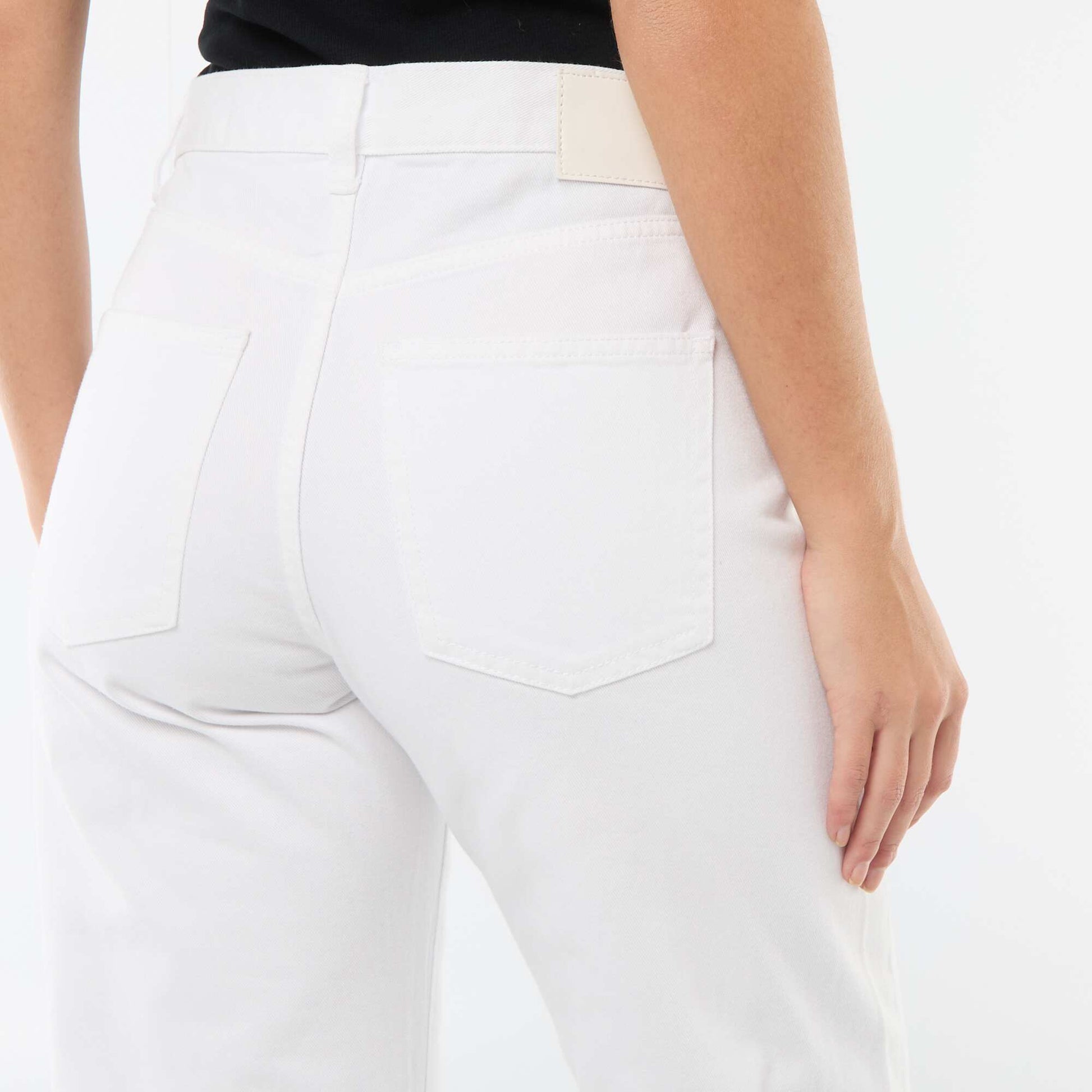 Pantalon denim barrel en coton BLANC