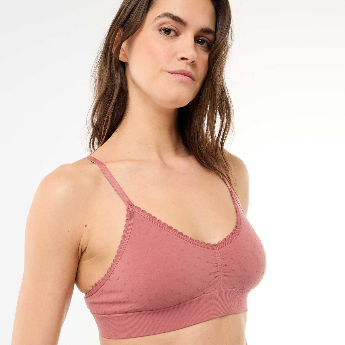 Lot 2 brassières en maille matelassée MARRON/ROSE