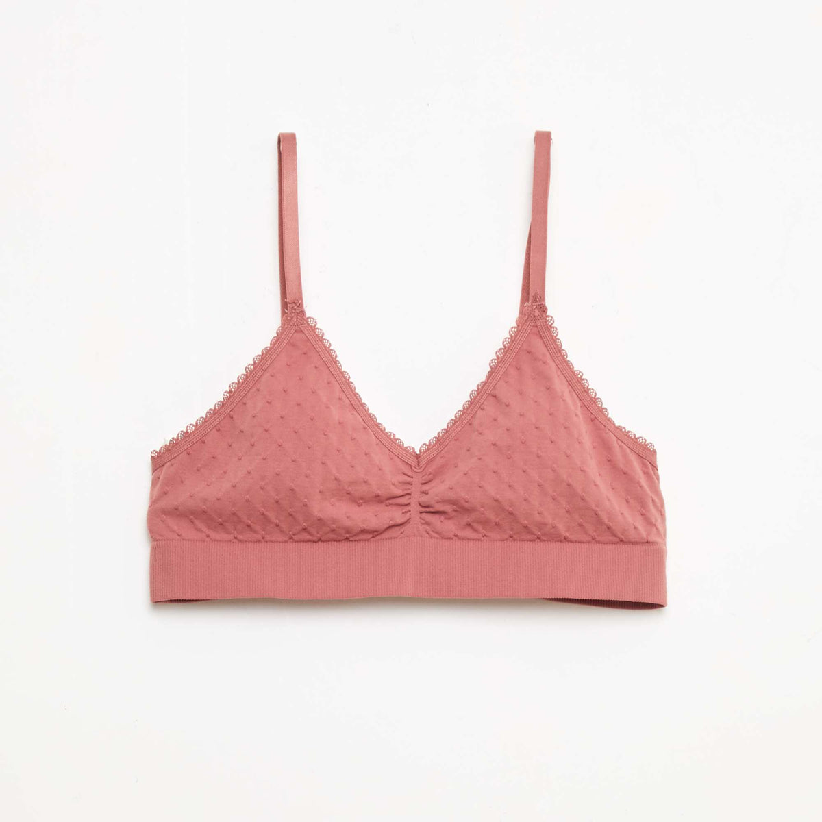 Lot 2 brassières en maille matelassée MARRON/ROSE