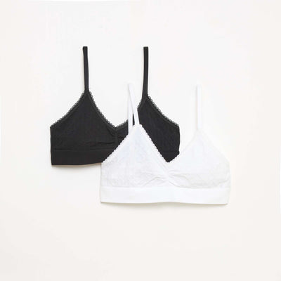 Lot 2 brassières en maille matelassée BLANC/NOIR