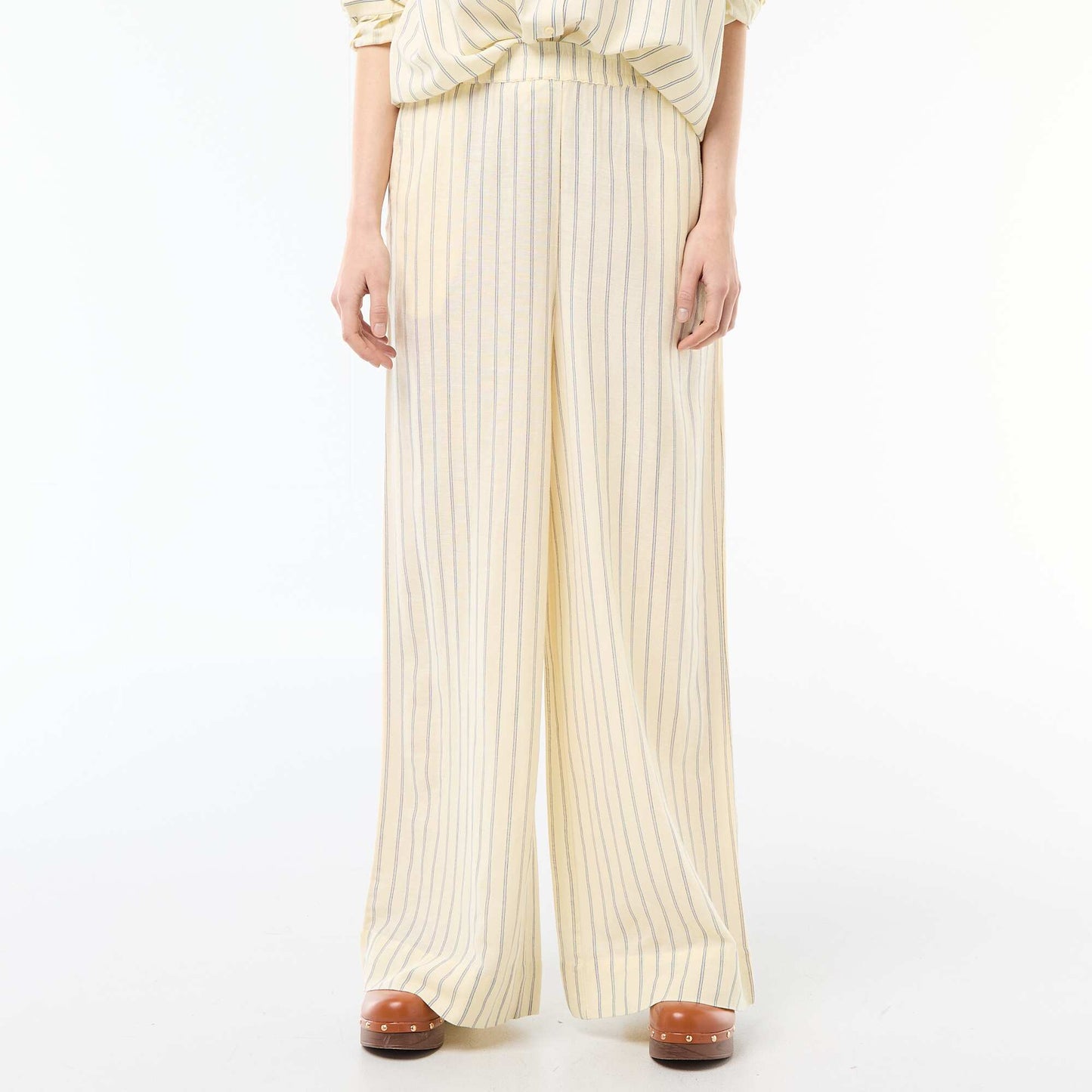 Pantalon Palazzo Femme Chaîne et trame JAUNE